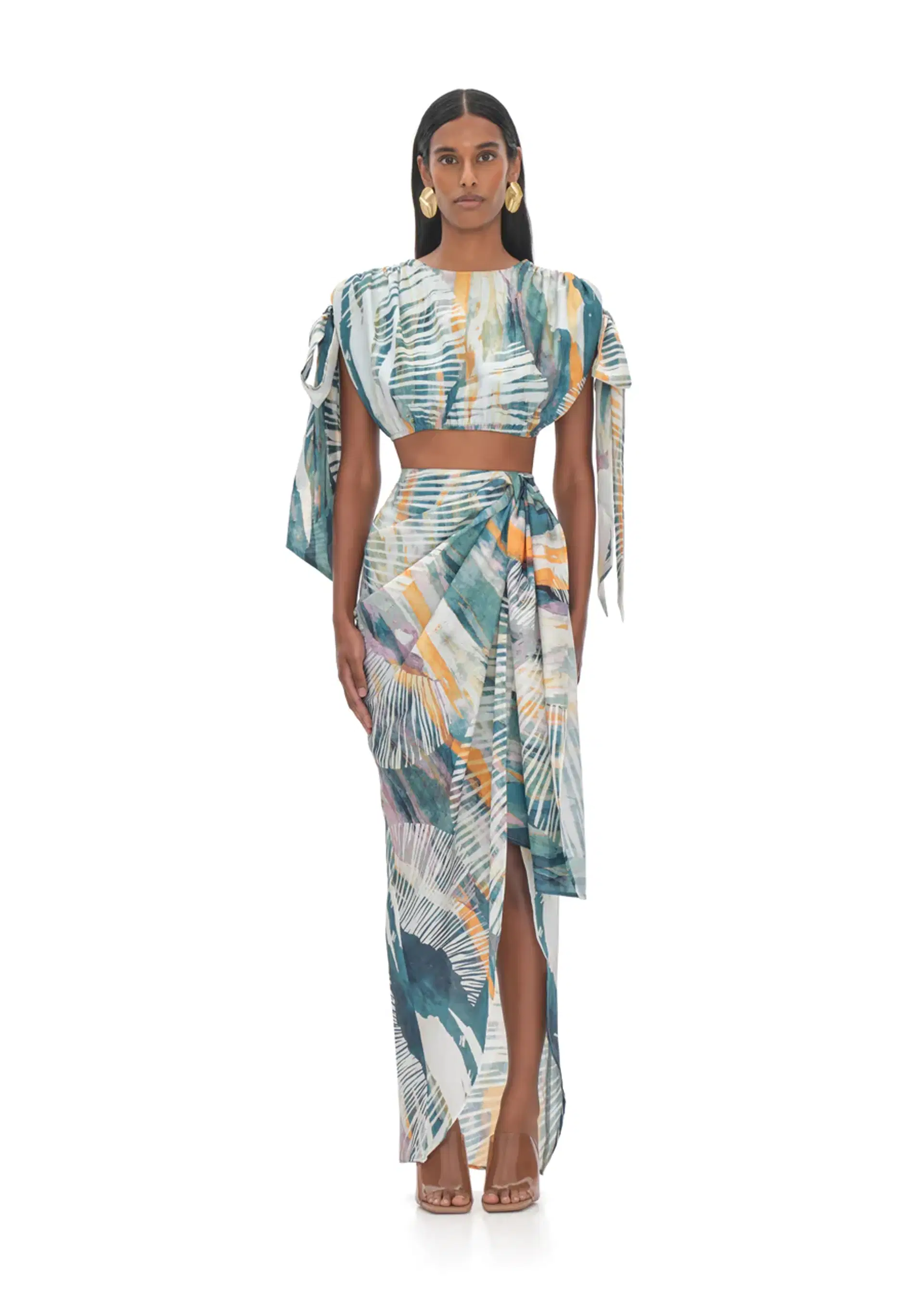 HALIMA ABSTRACT BARK WRAP SKIRT made by Andrea Iyamah
