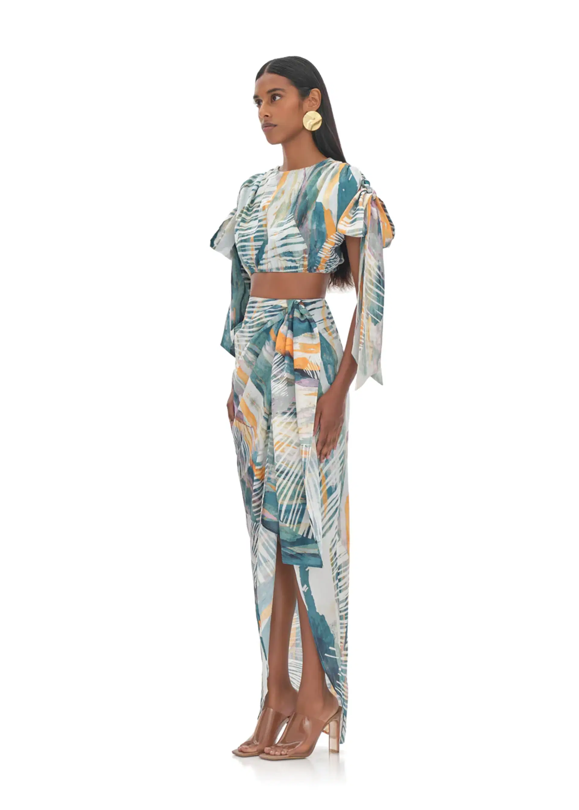 HALIMA ABSTRACT BARK WRAP SKIRT made by Andrea Iyamah