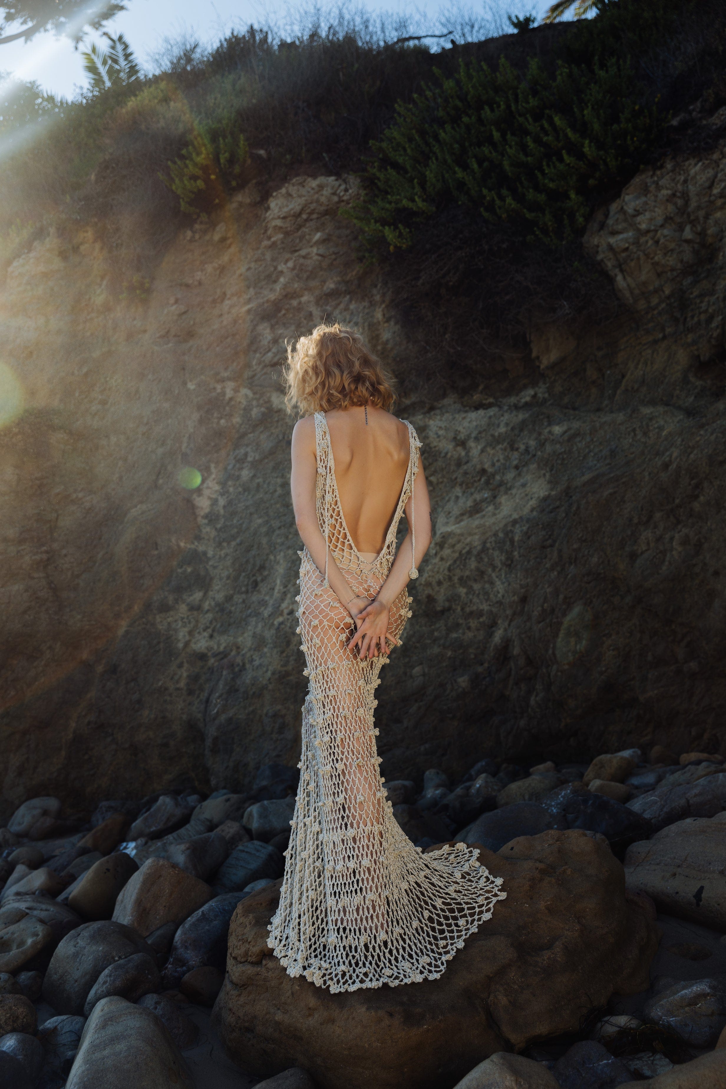 Malva Metallic Handmade Crochet Maxi Dress made by ANDREEVA
