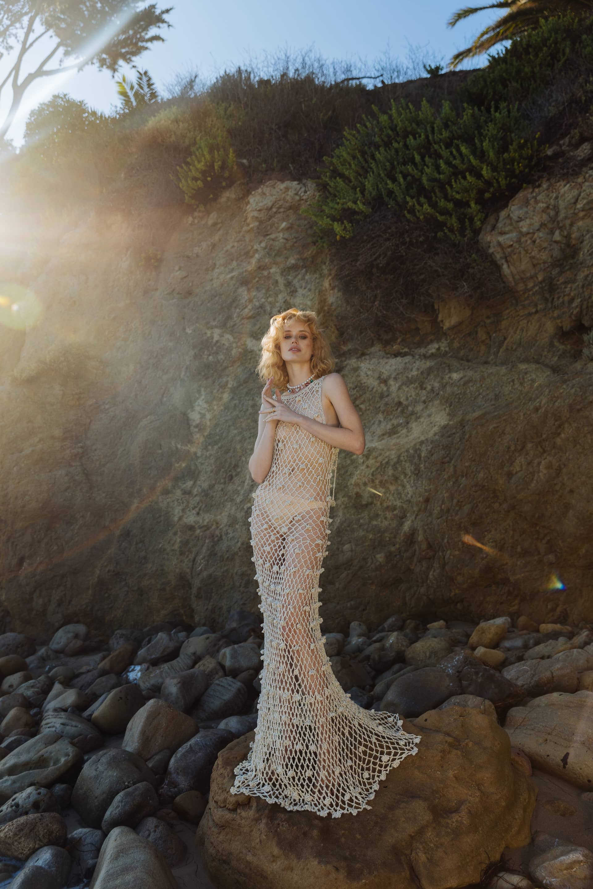 Malva Metallic Handmade Crochet Maxi Dress made by ANDREEVA