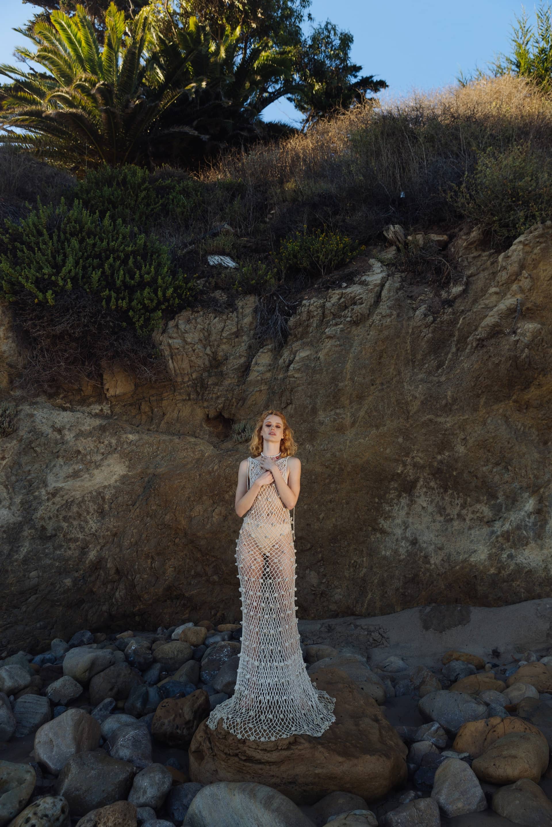 Malva Metallic Handmade Crochet Maxi Dress made by ANDREEVA