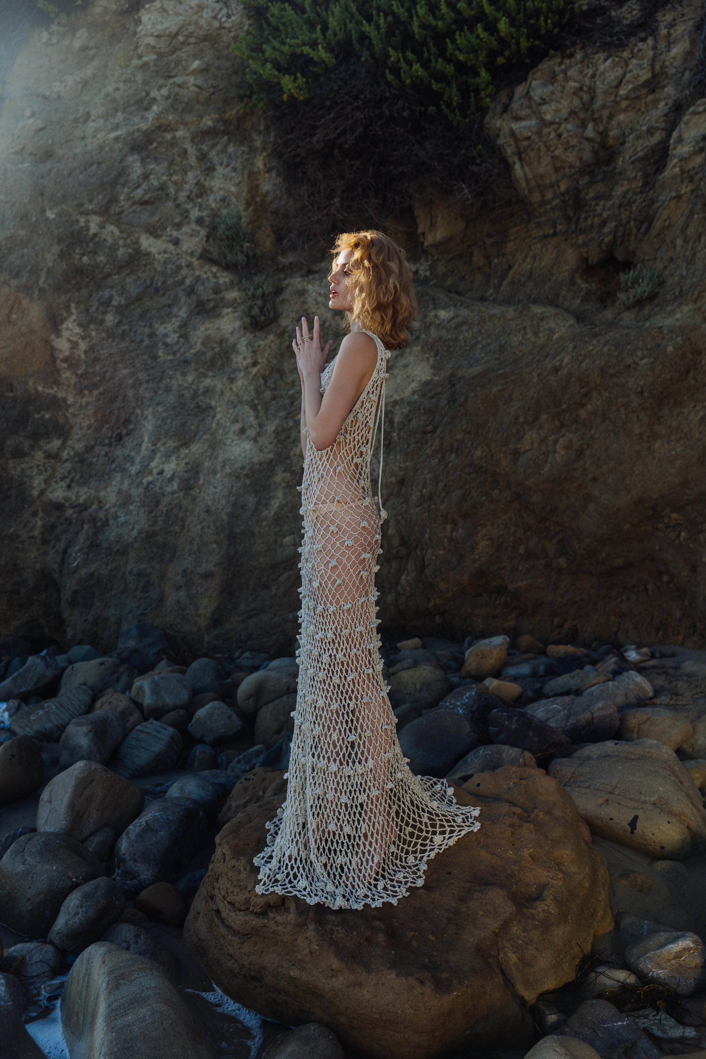 Malva Metallic Handmade Crochet Maxi Dress made by ANDREEVA
