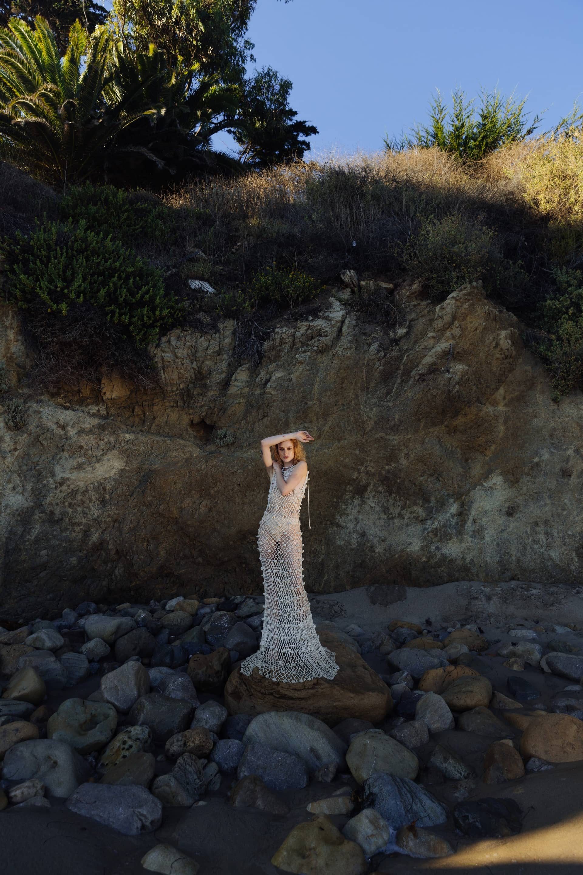 Malva Metallic Handmade Crochet Maxi Dress made by ANDREEVA