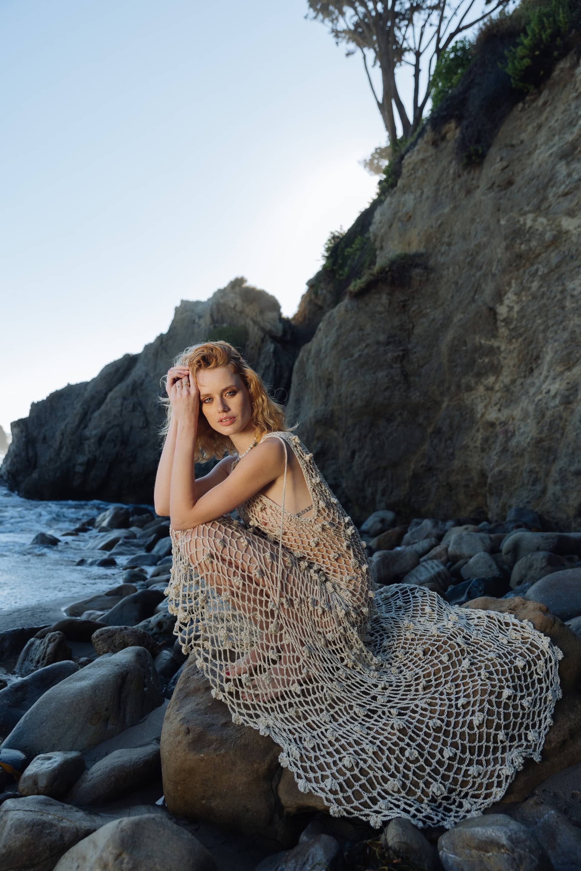 Malva Metallic Handmade Crochet Maxi Dress made by ANDREEVA