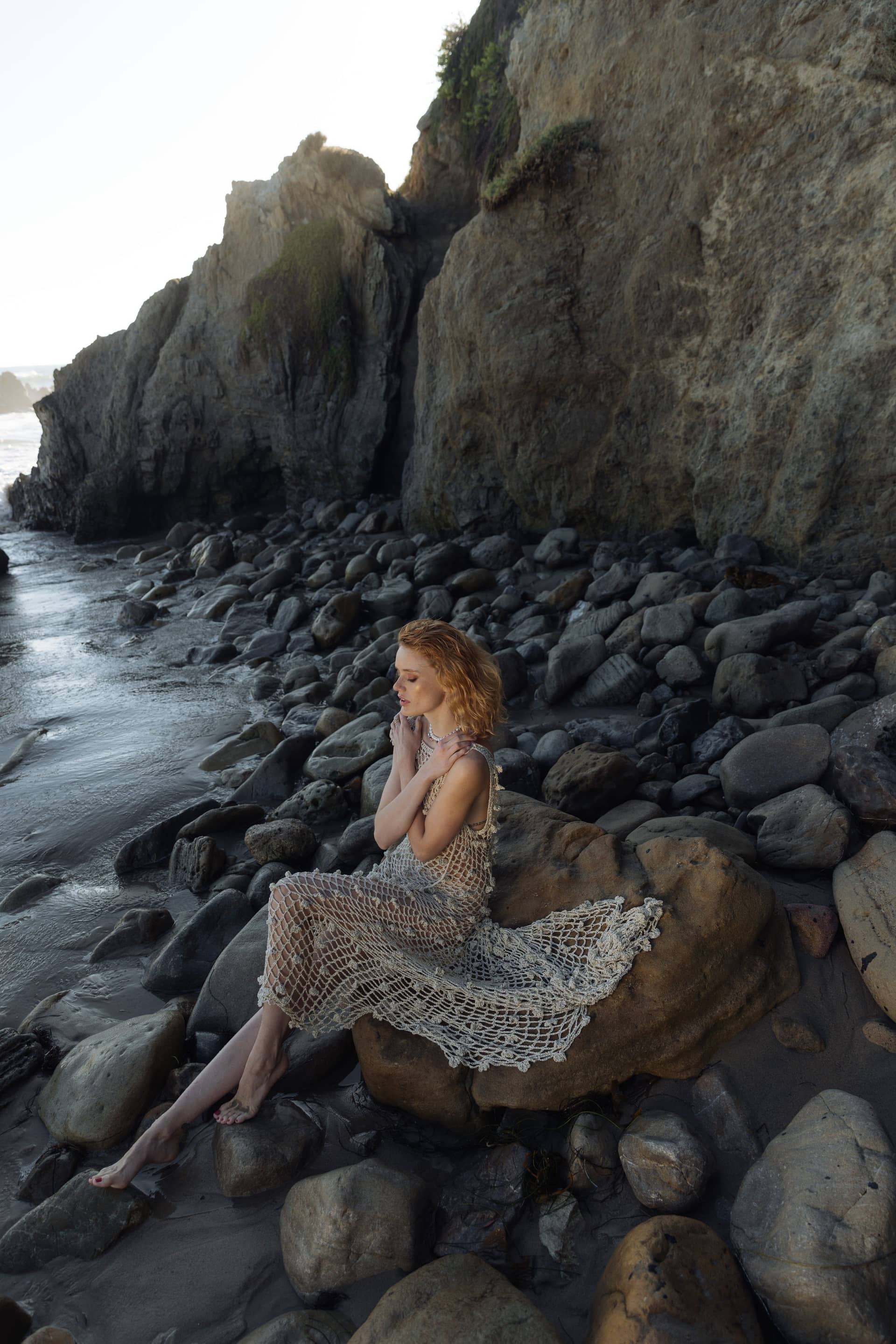 Malva Metallic Handmade Crochet Maxi Dress made by ANDREEVA