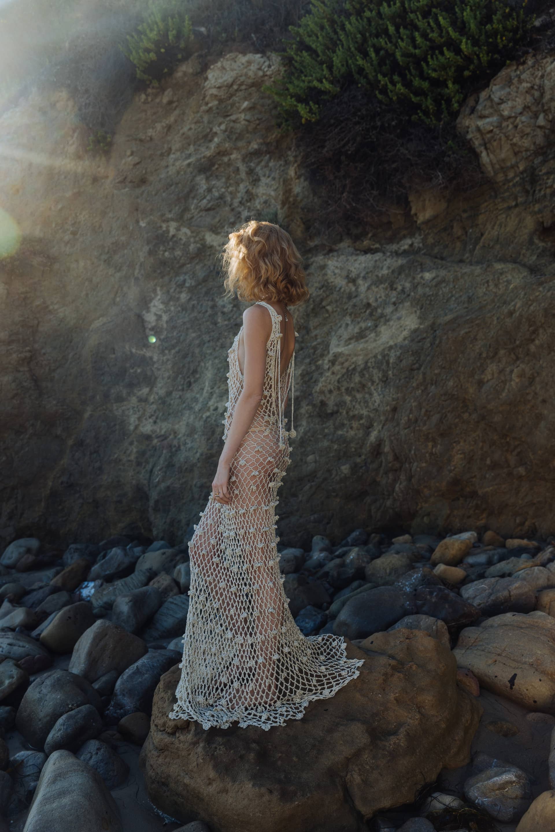 Malva Metallic Handmade Crochet Maxi Dress made by ANDREEVA