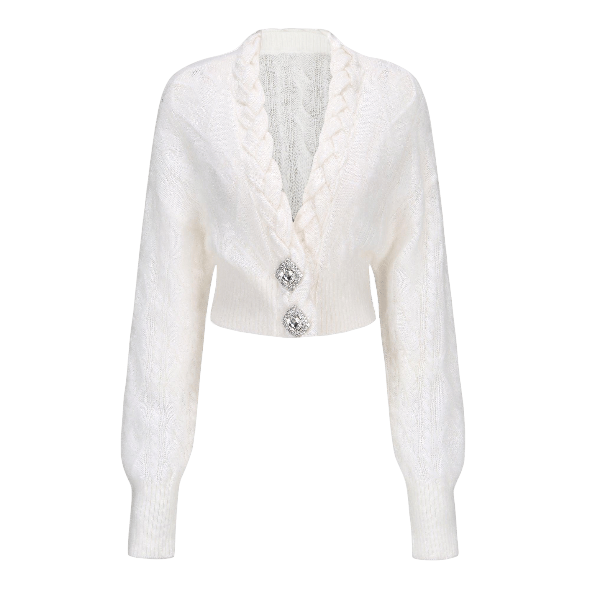 Carmen Diamond Knit Sweater (White) (Final Sale) in White made by Nana Jacqueline