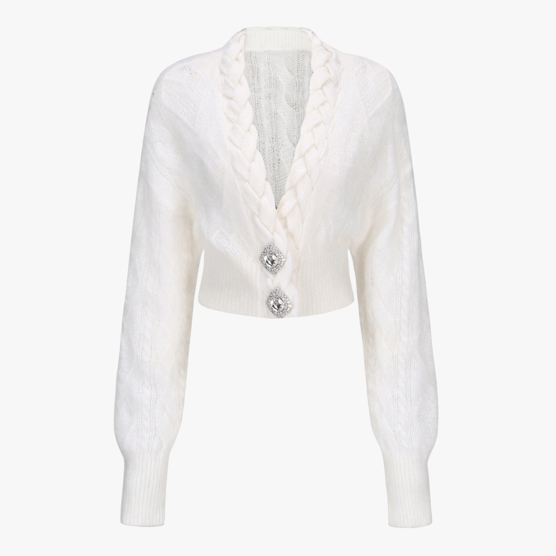 Carmen Diamond Knit Sweater (White) (Final Sale) in White made by Nana Jacqueline