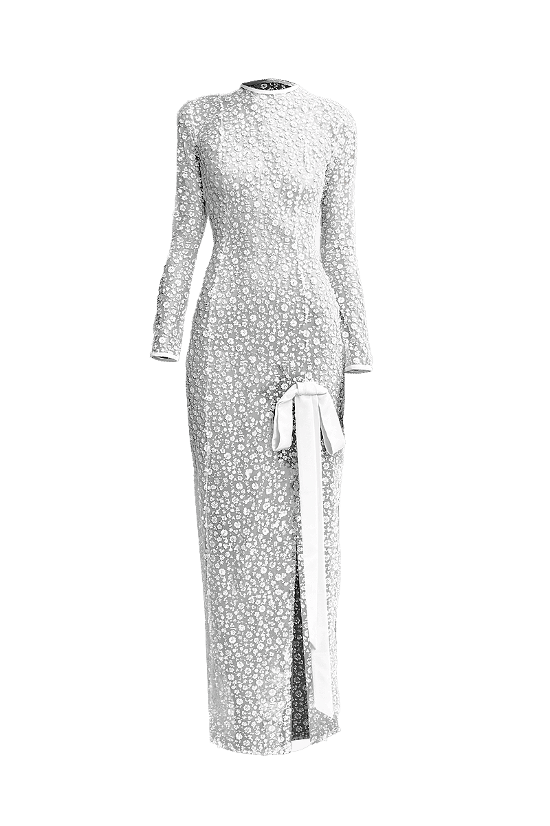 White Sequin Embroidered Dress made by Compte Spain