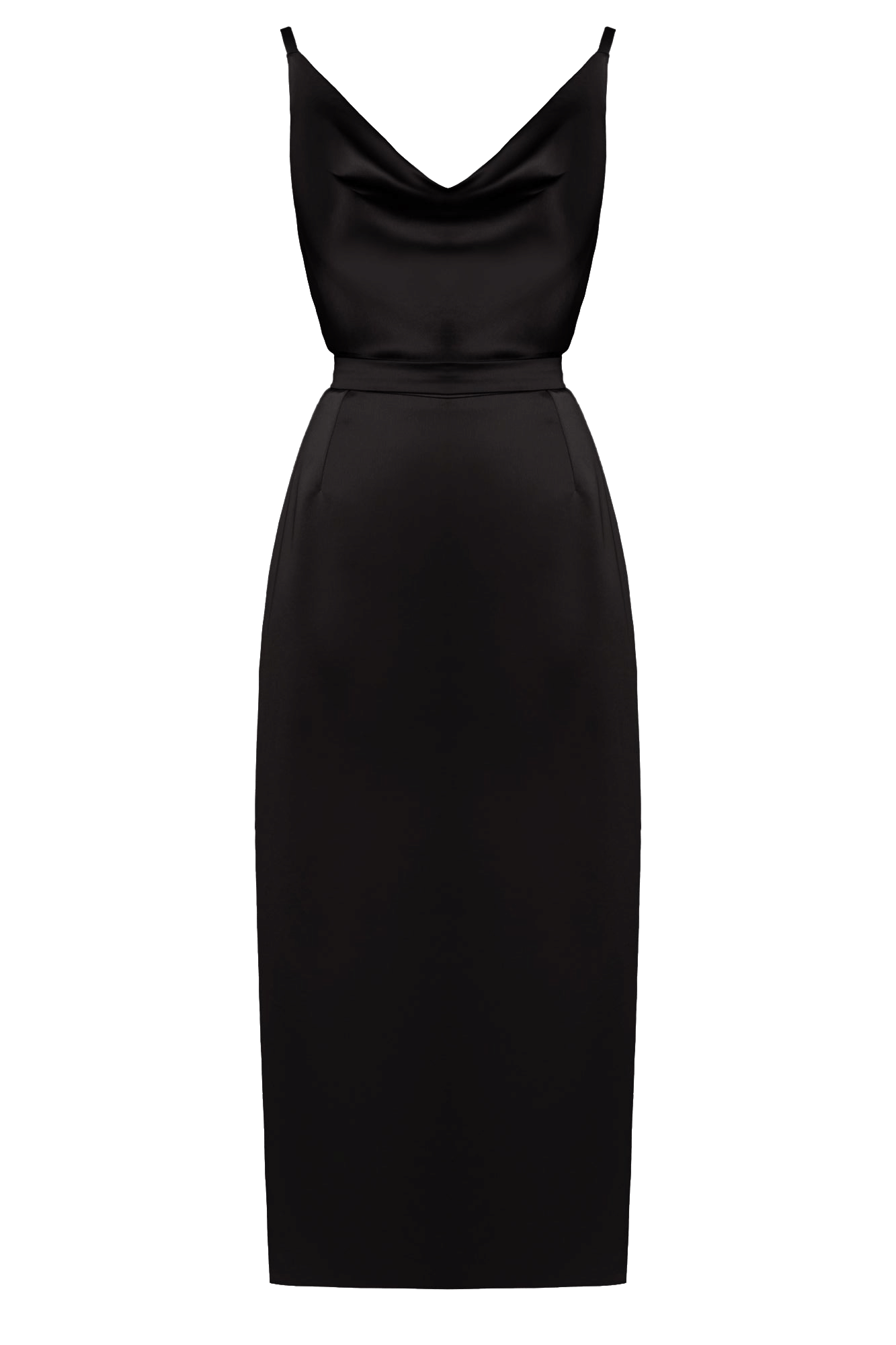 KAMEA black satin open back dress made by UNDRESS