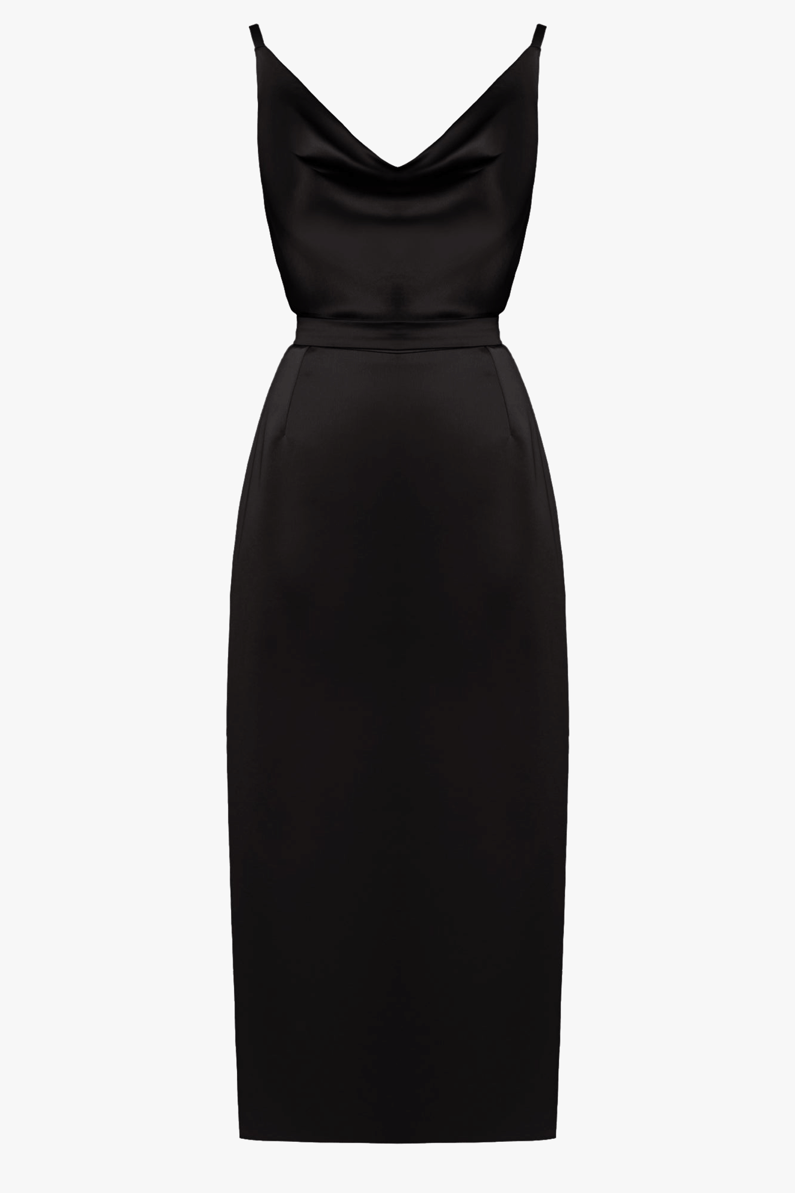 KAMEA black satin open back dress made by UNDRESS