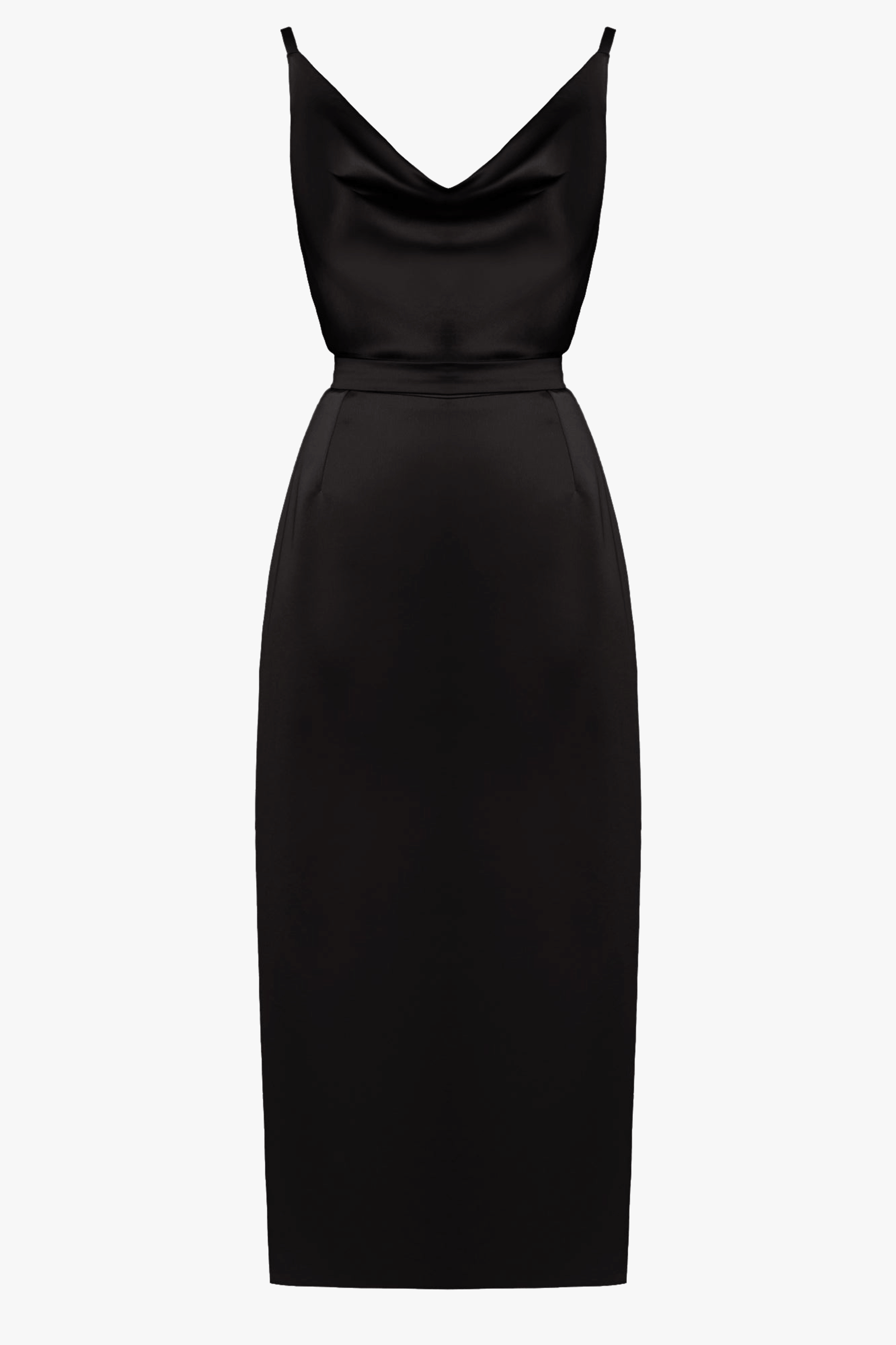 KAMEA black satin open back dress made by UNDRESS