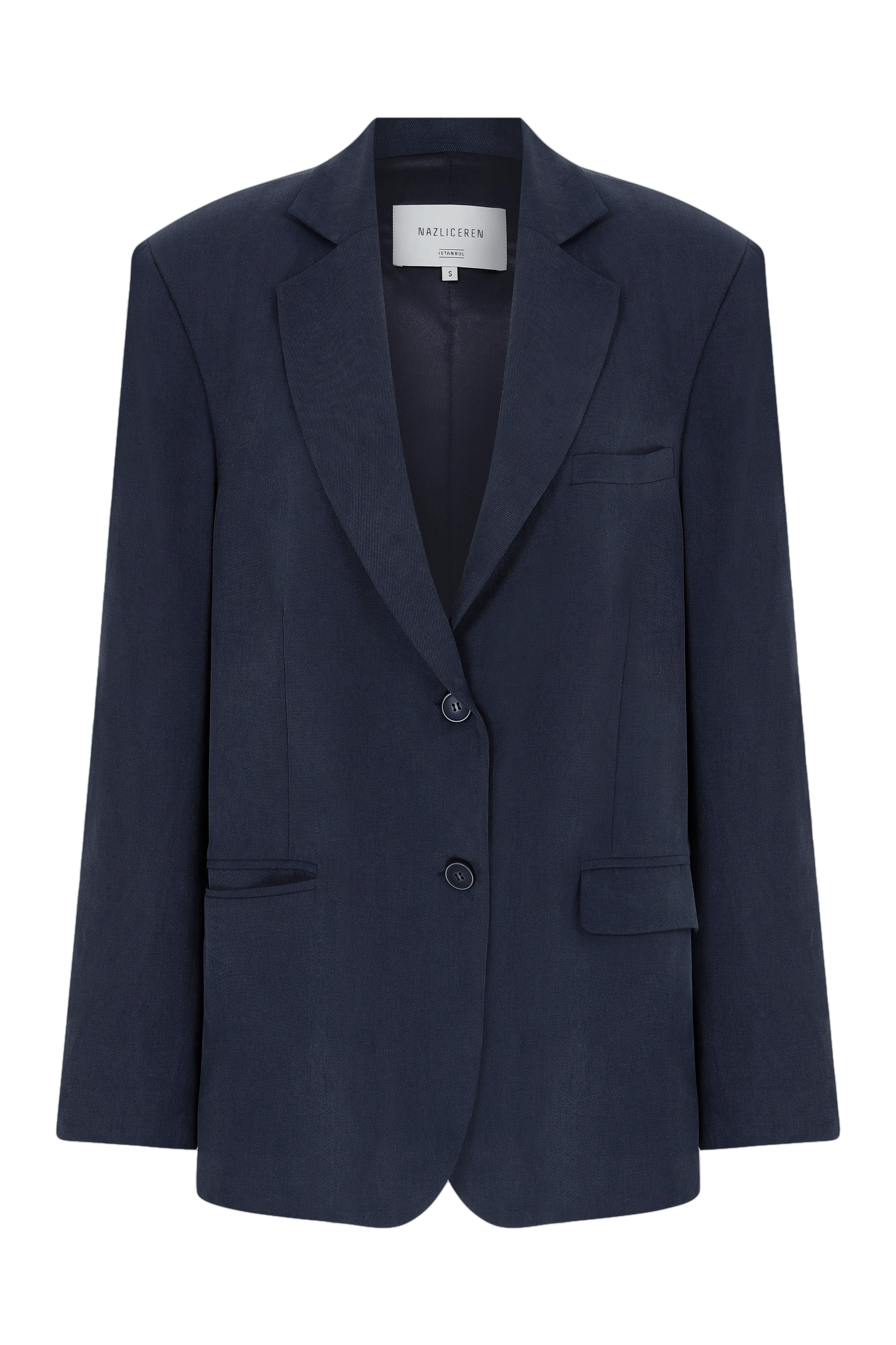 Boxy Oversize Blazer in Navy Blue made by Nazli Ceren