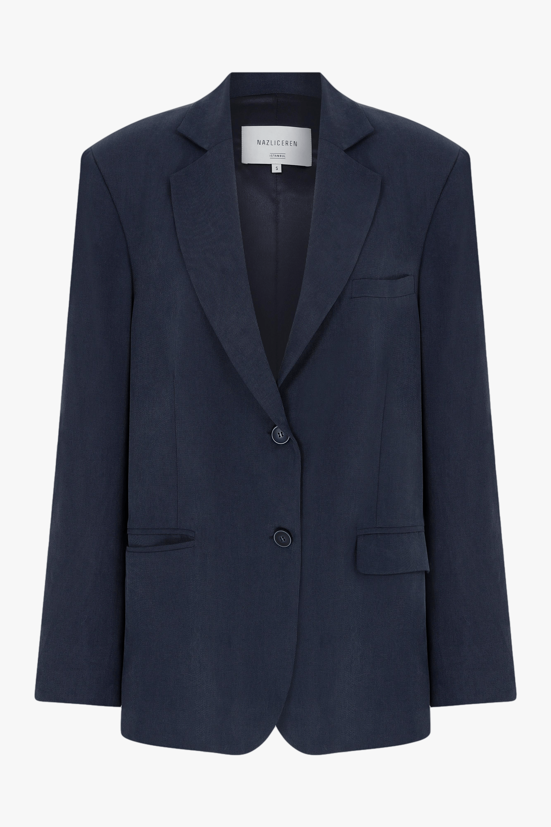 Boxy Oversize Blazer in Navy Blue made by Nazli Ceren