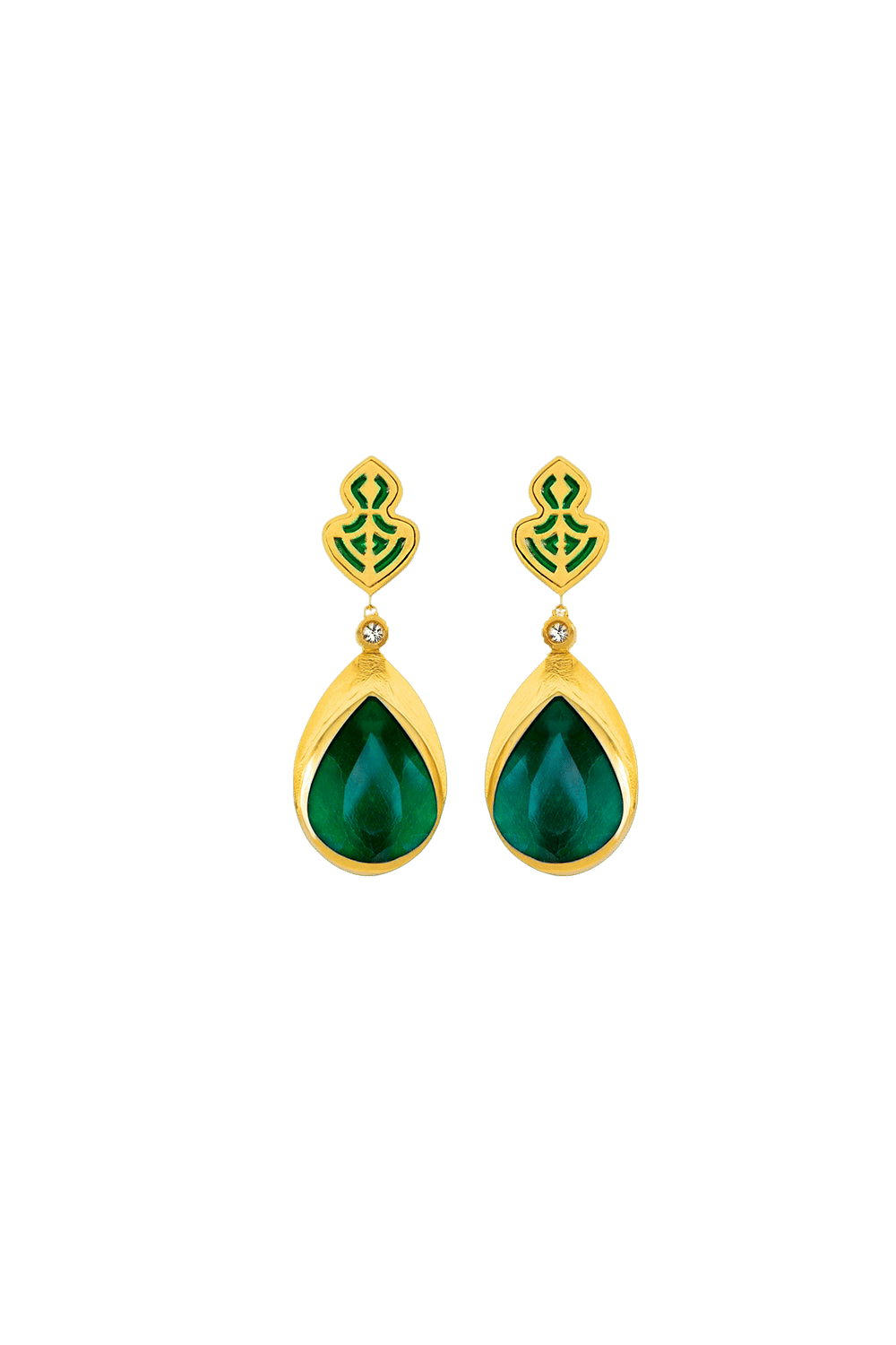 Emerald Gold Earring made by Lora Istanbul