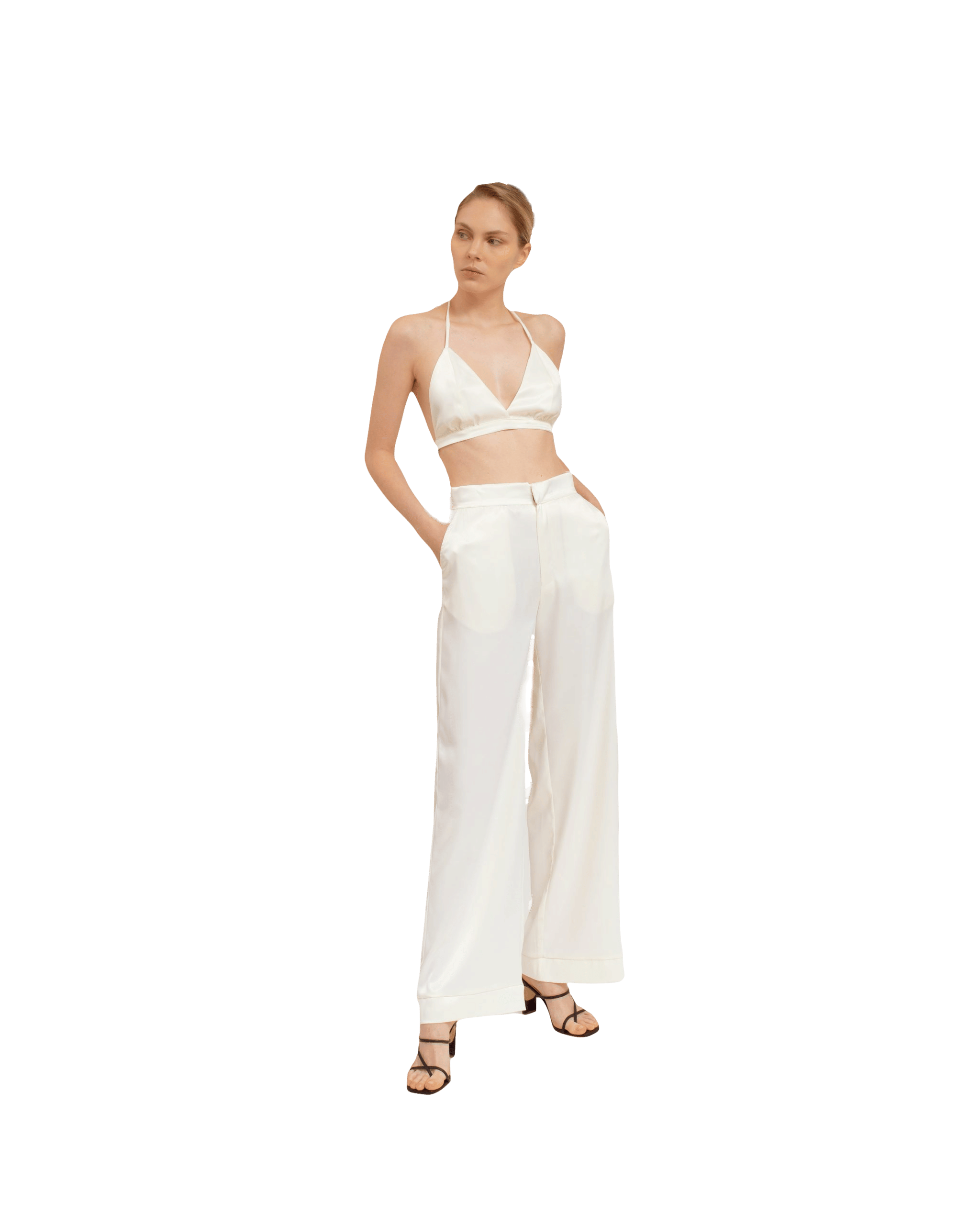 Trousers in White made by Camila Sarmiento