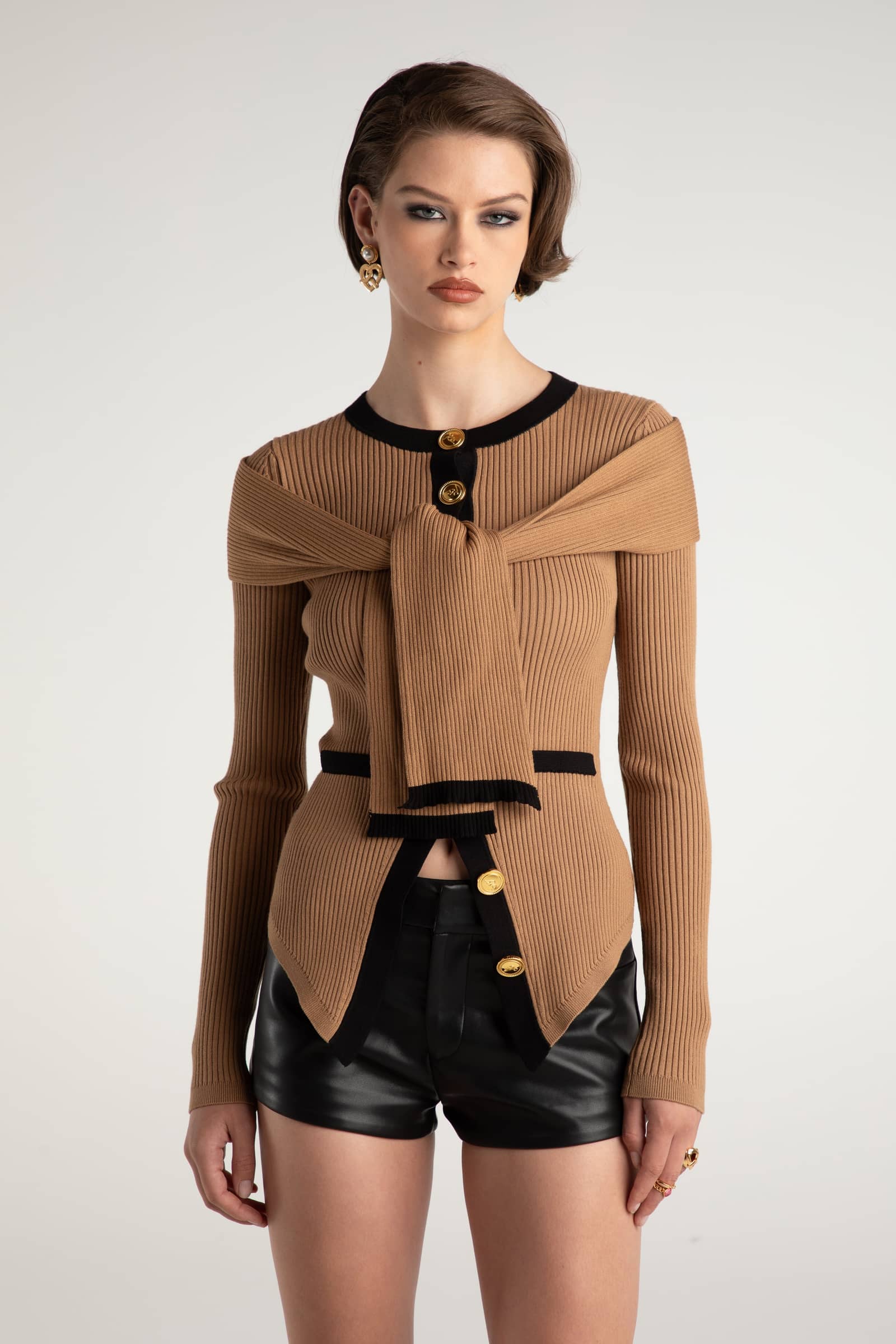 Gracie Knit Top in Brown made by Nana Jacqueline