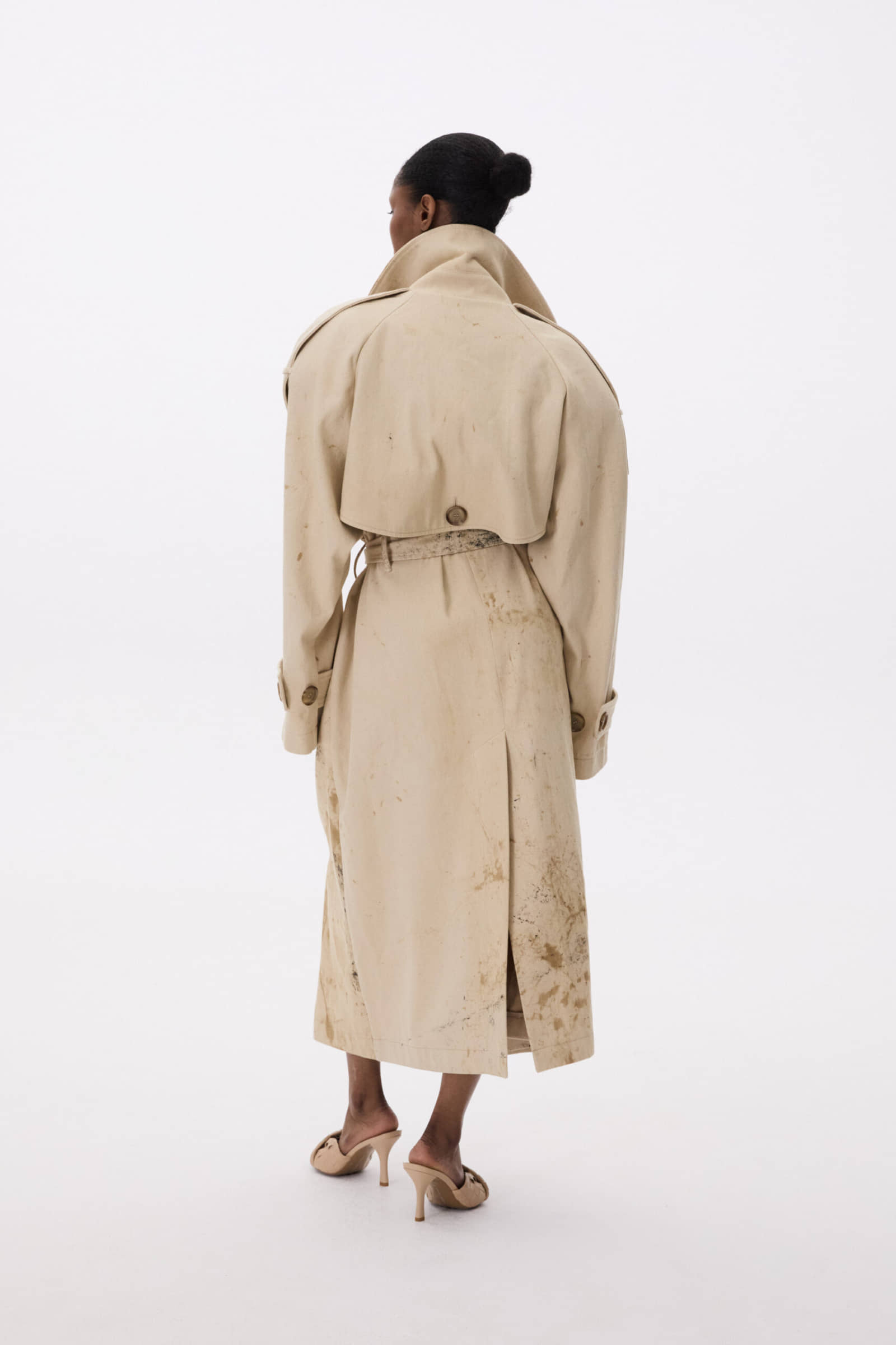 Denim Coat With Irregular Discoloration made by YAVORSKA