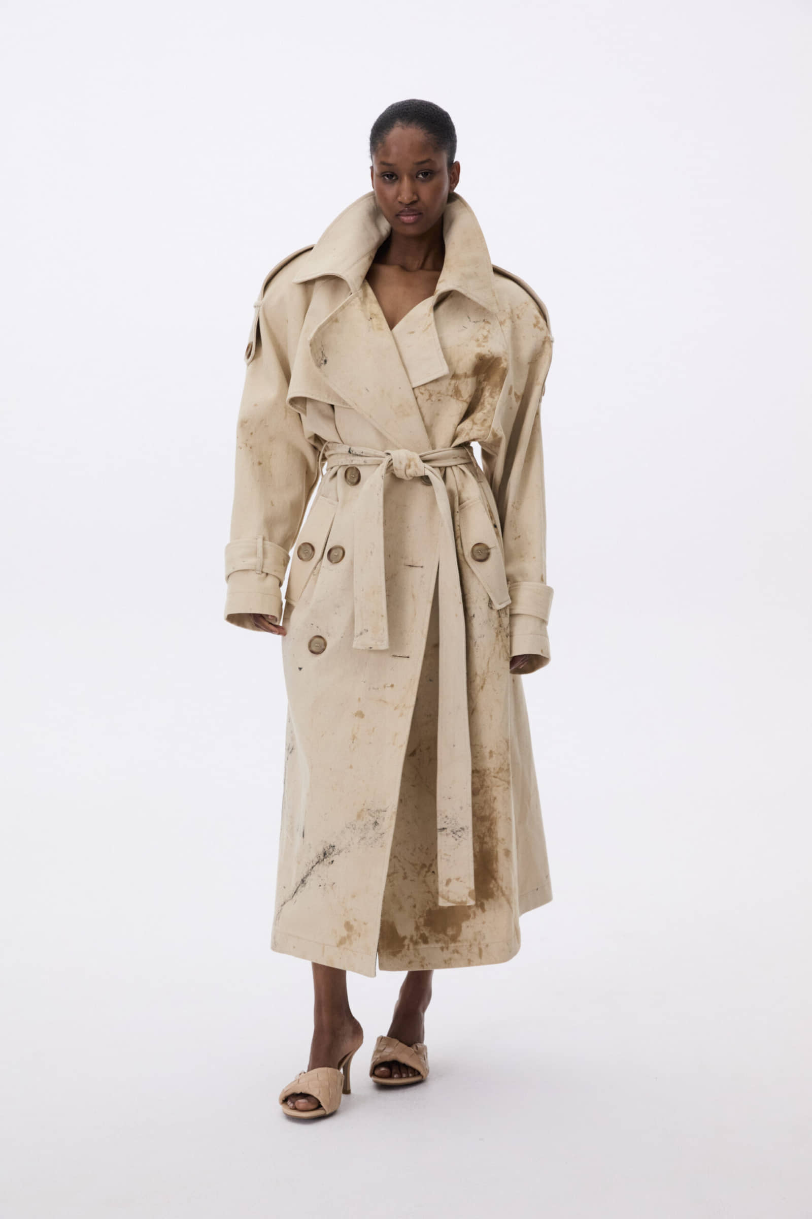 Denim Coat With Irregular Discoloration made by YAVORSKA