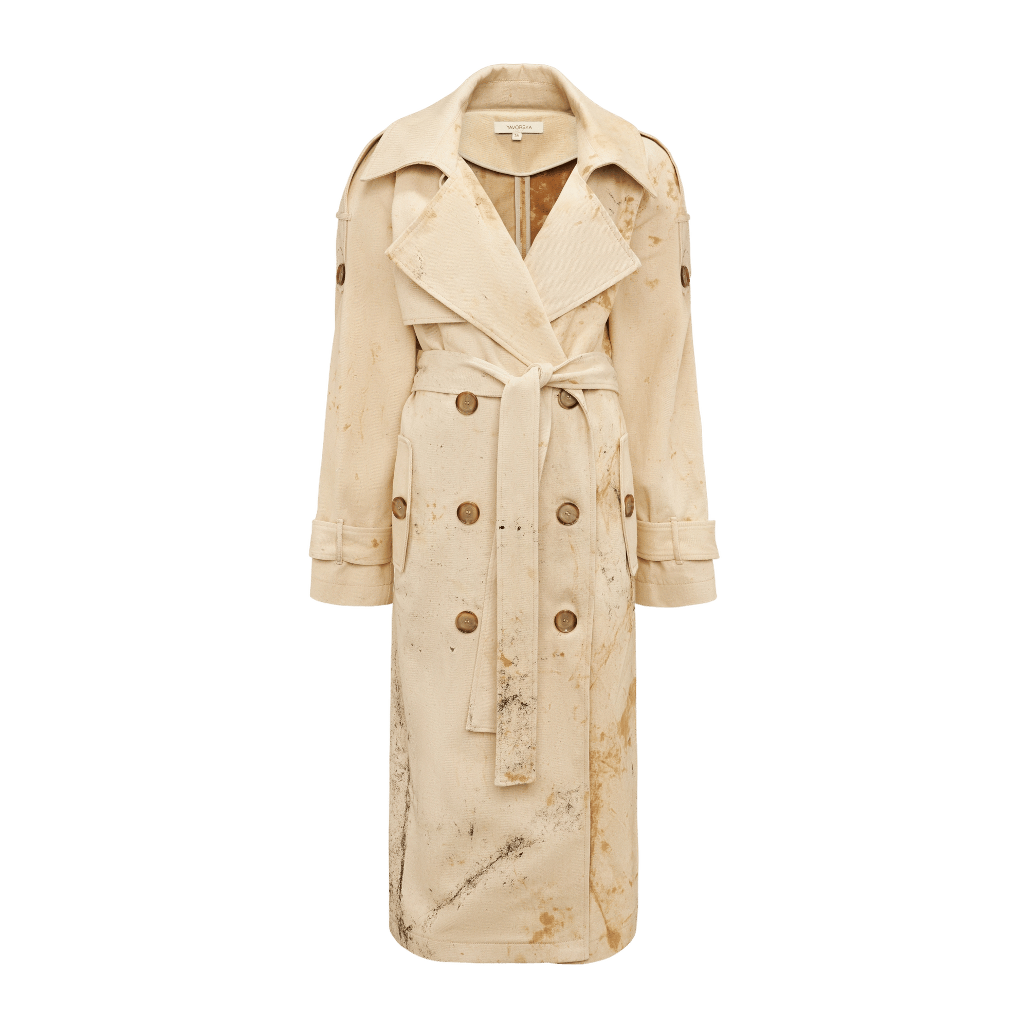 Denim Coat With Irregular Discoloration made by YAVORSKA