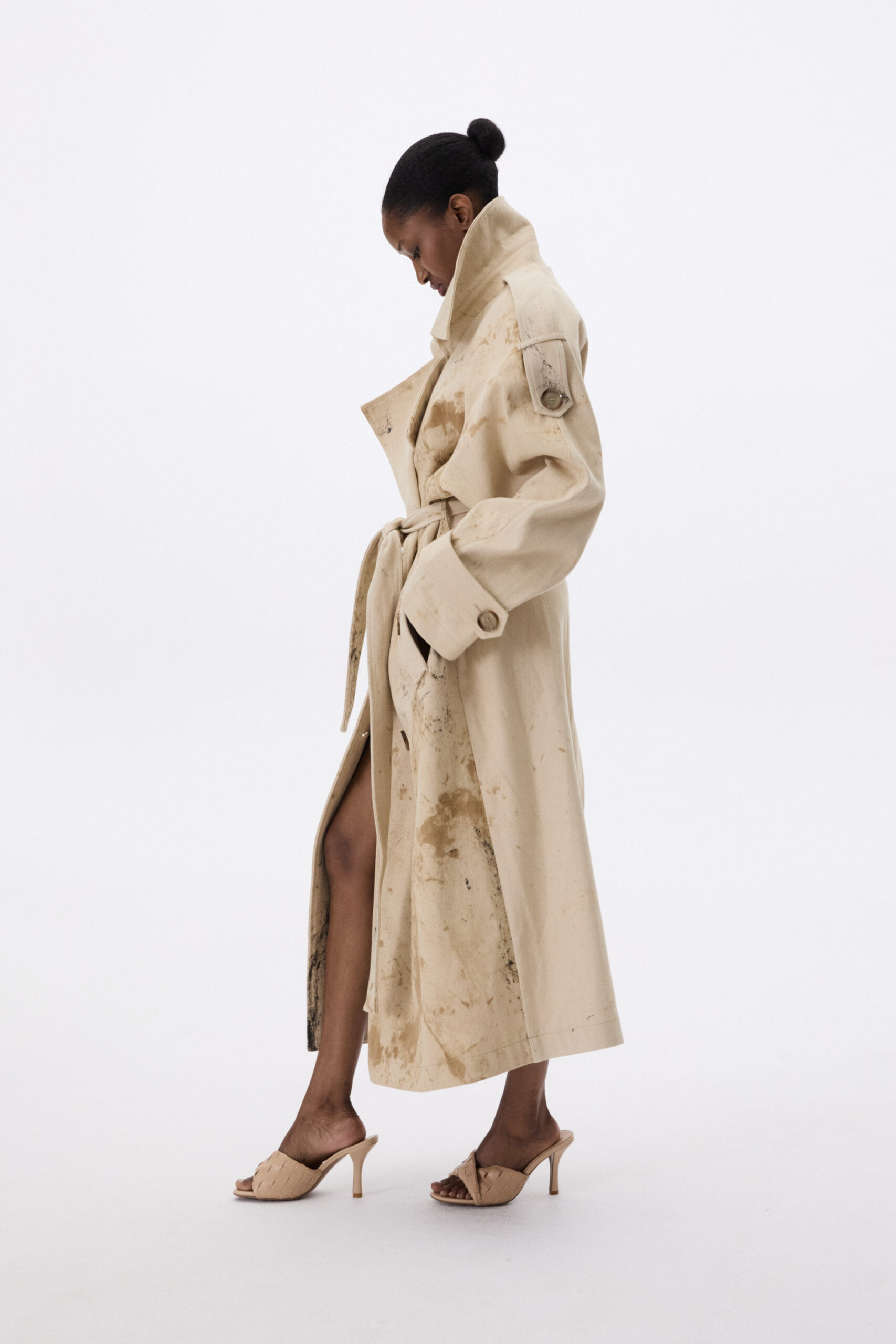 Denim Coat With Irregular Discoloration made by YAVORSKA