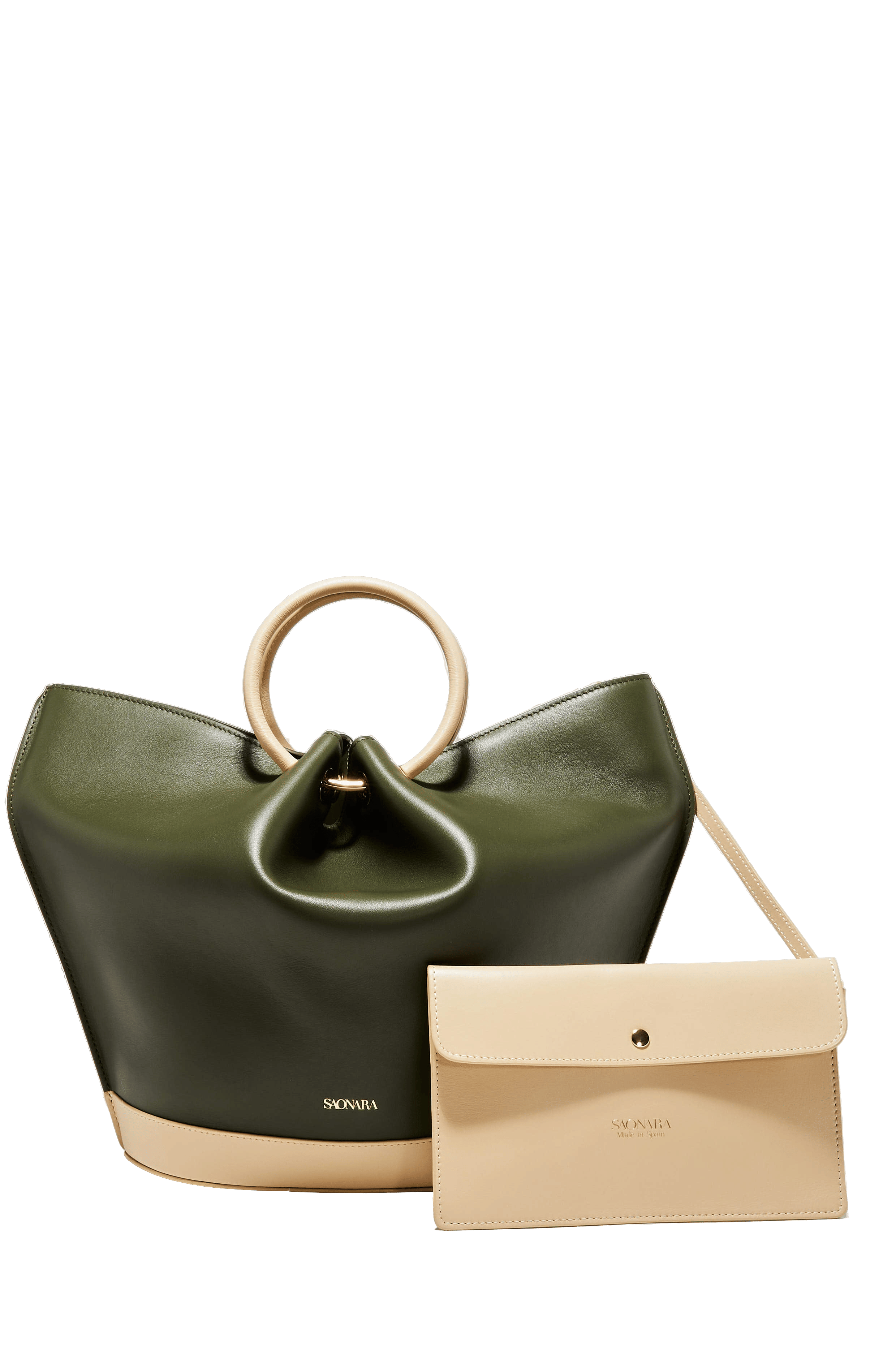 SAONARA BAG ARMY GREEN / CREAM LEATHER made by Saonara