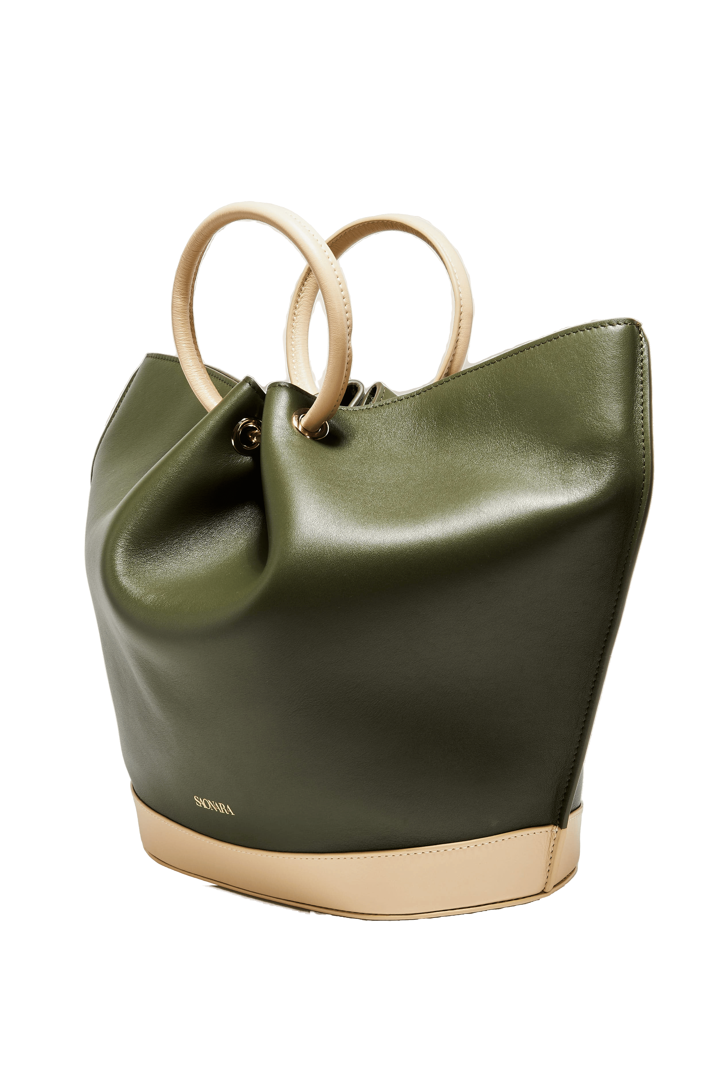 SAONARA BAG ARMY GREEN / CREAM LEATHER made by Saonara