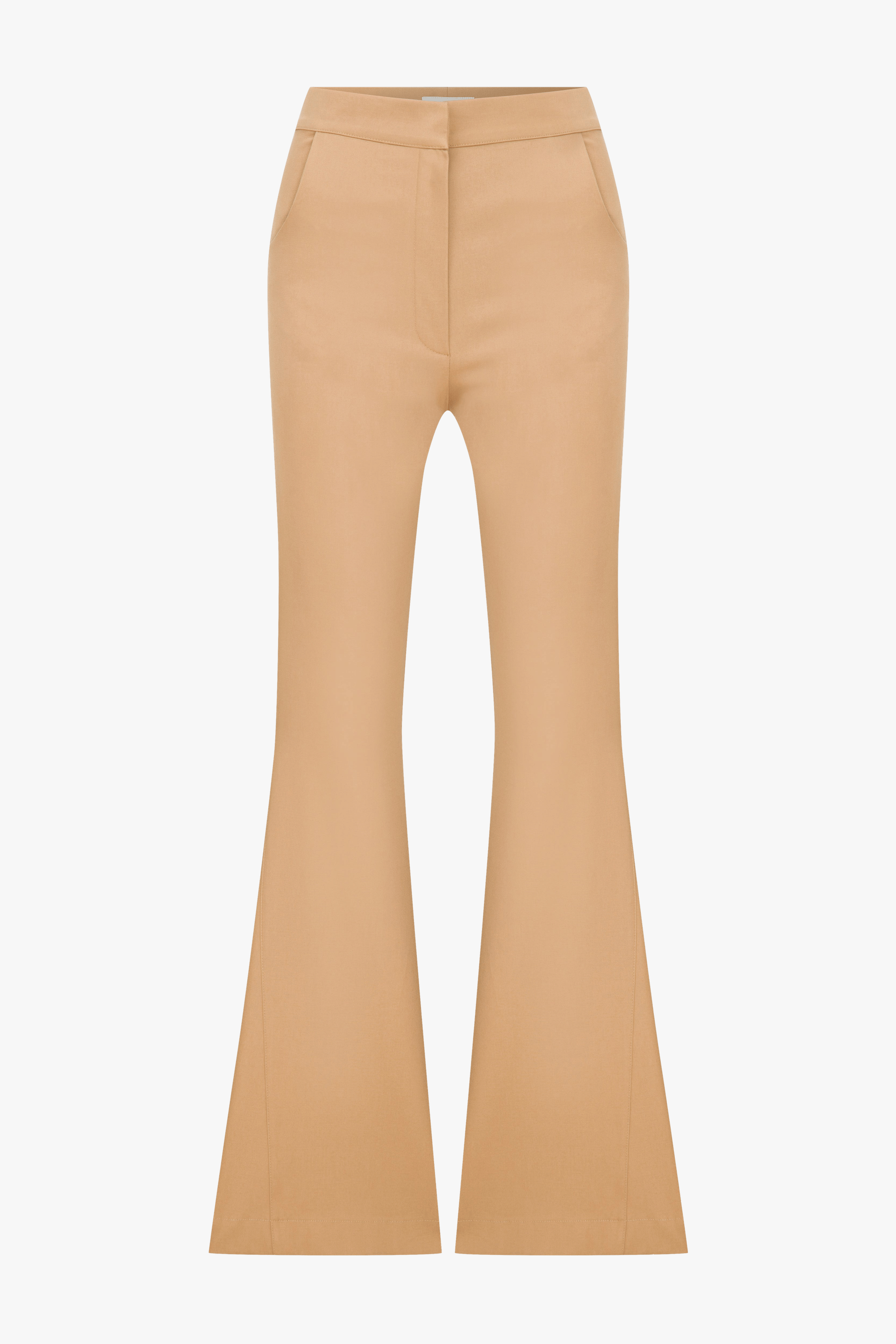 Avrell Cotton Flared Trousers in Golden Straw made by Nazli Ceren