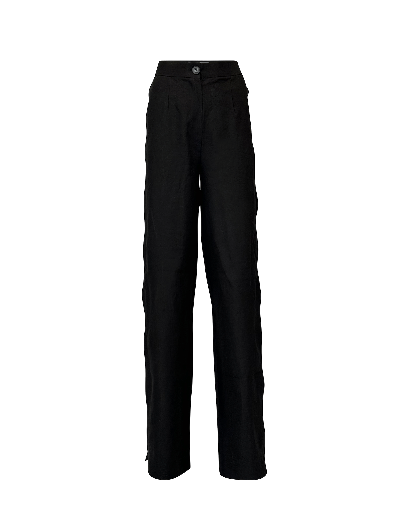 NEREUS Black Cut-Out Linen Pants made by MAET