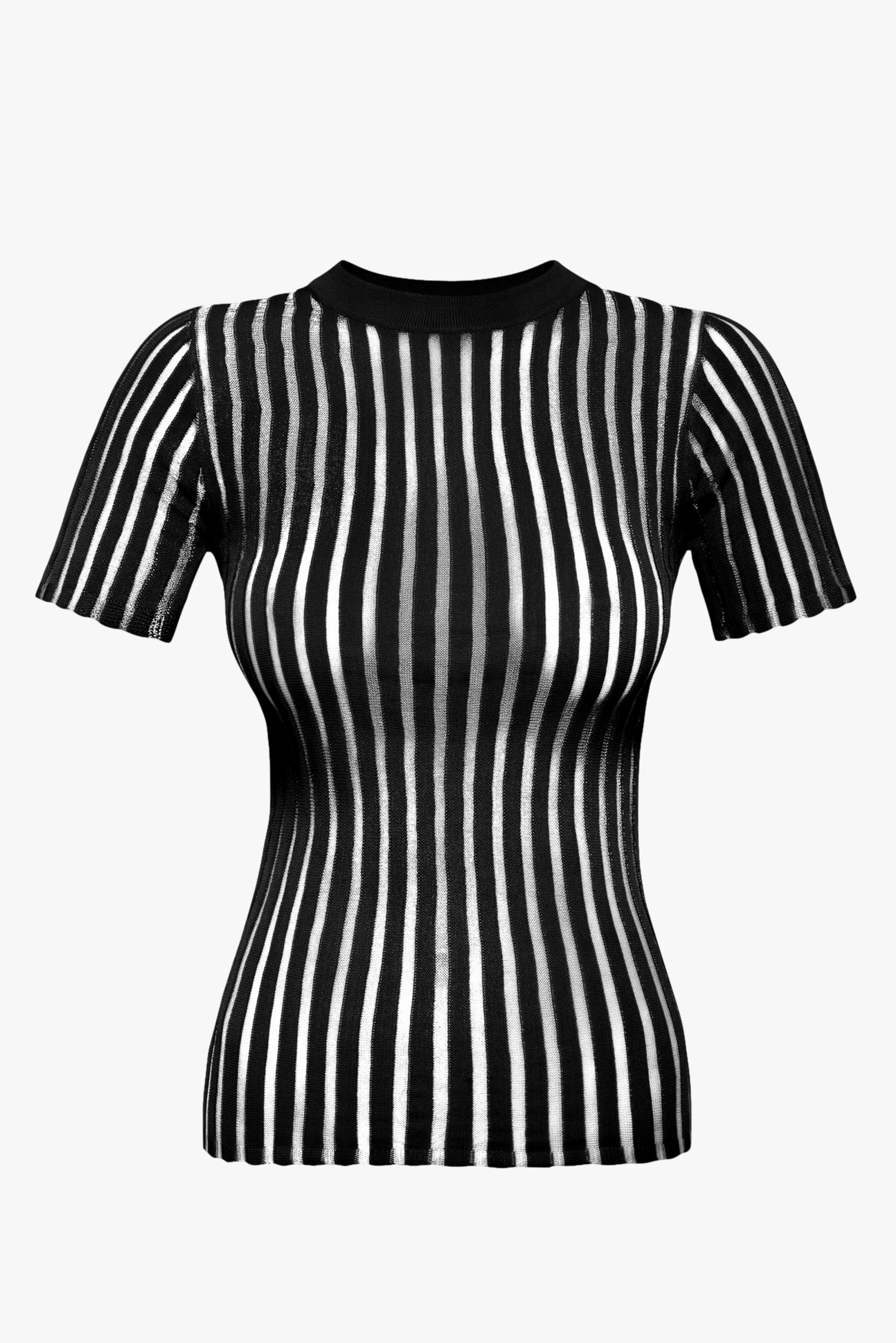 TULLE-PANELED KNIT TOP in Black made by KEBURIA