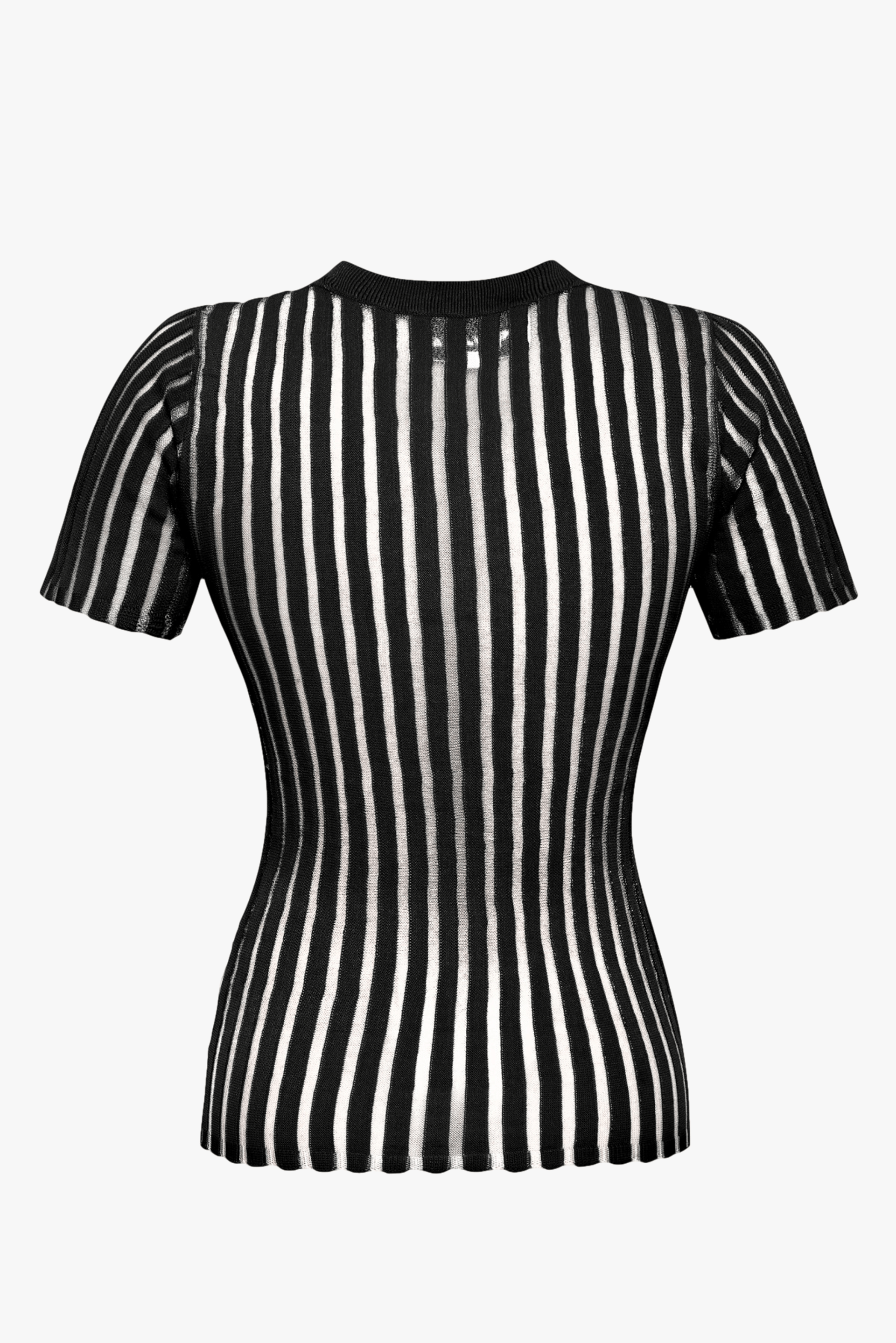 TULLE-PANELED KNIT TOP in Black made by KEBURIA