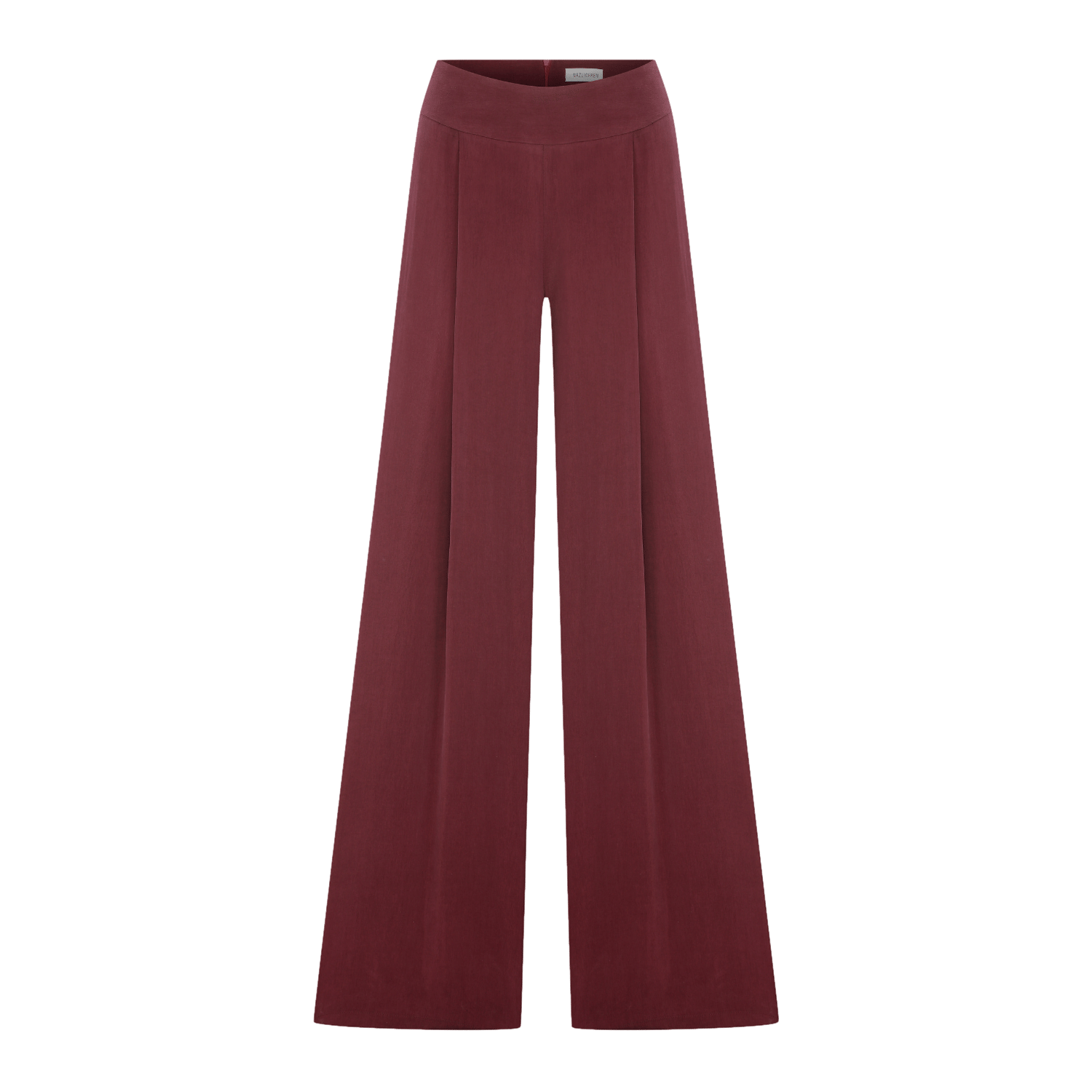 Mui Wide-Leg Trousers in Red Plum in Red made by Nazli Ceren
