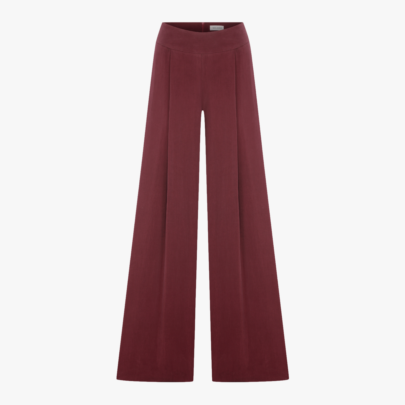 Mui Wide-Leg Trousers in Red Plum in Red made by Nazli Ceren