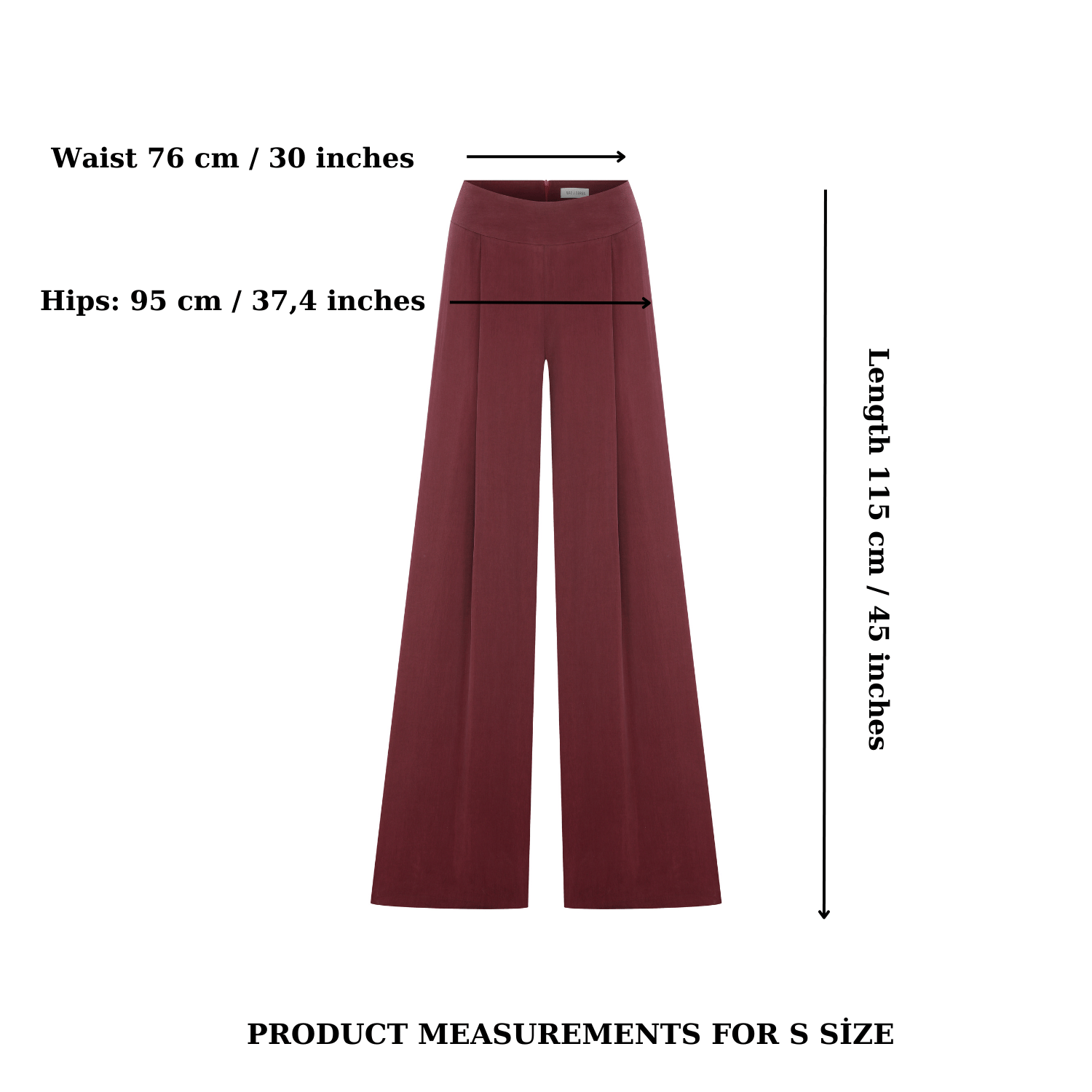 Mui Wide-Leg Trousers in Red Plum in Red made by Nazli Ceren