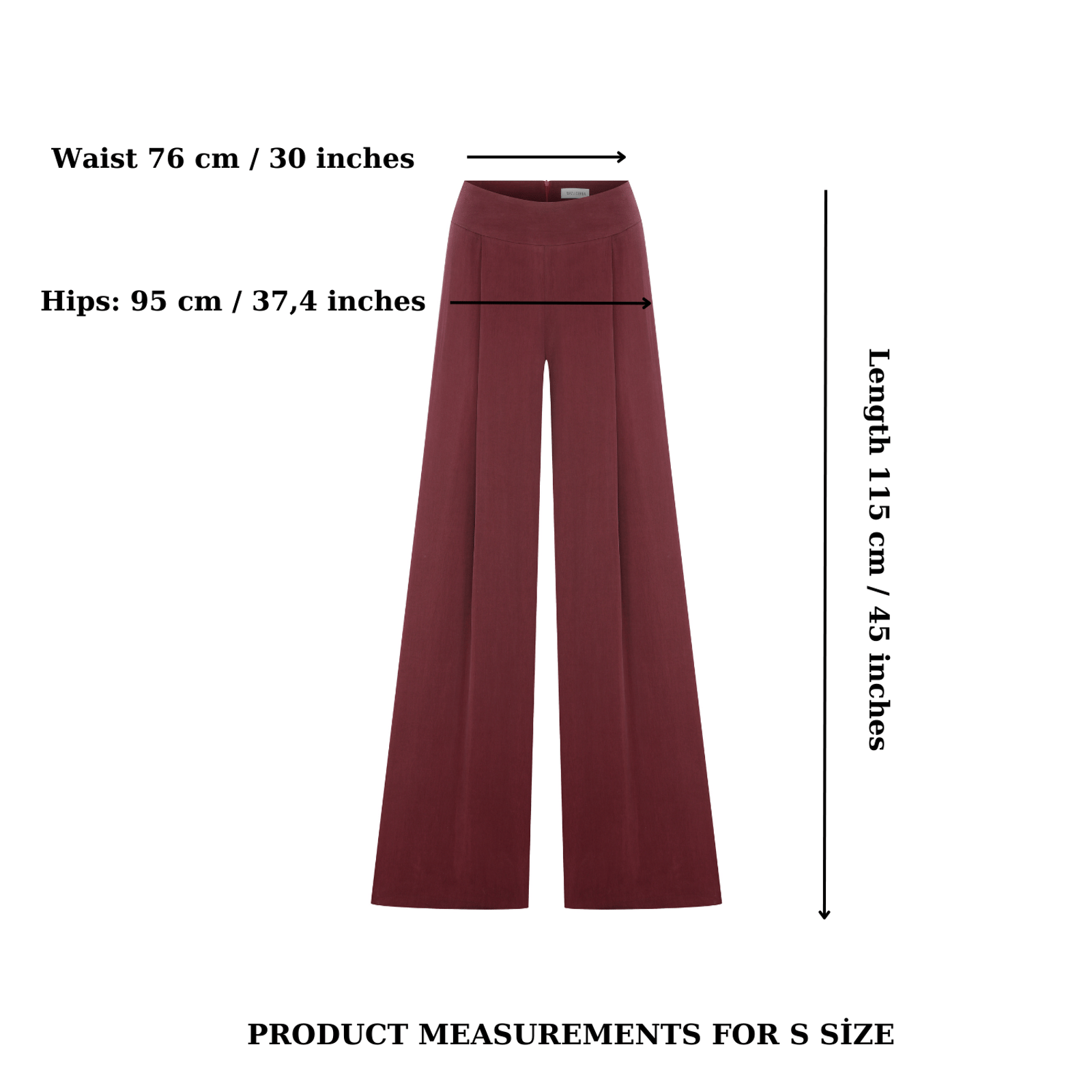Mui Wide-Leg Trousers in Red Plum in Red made by Nazli Ceren