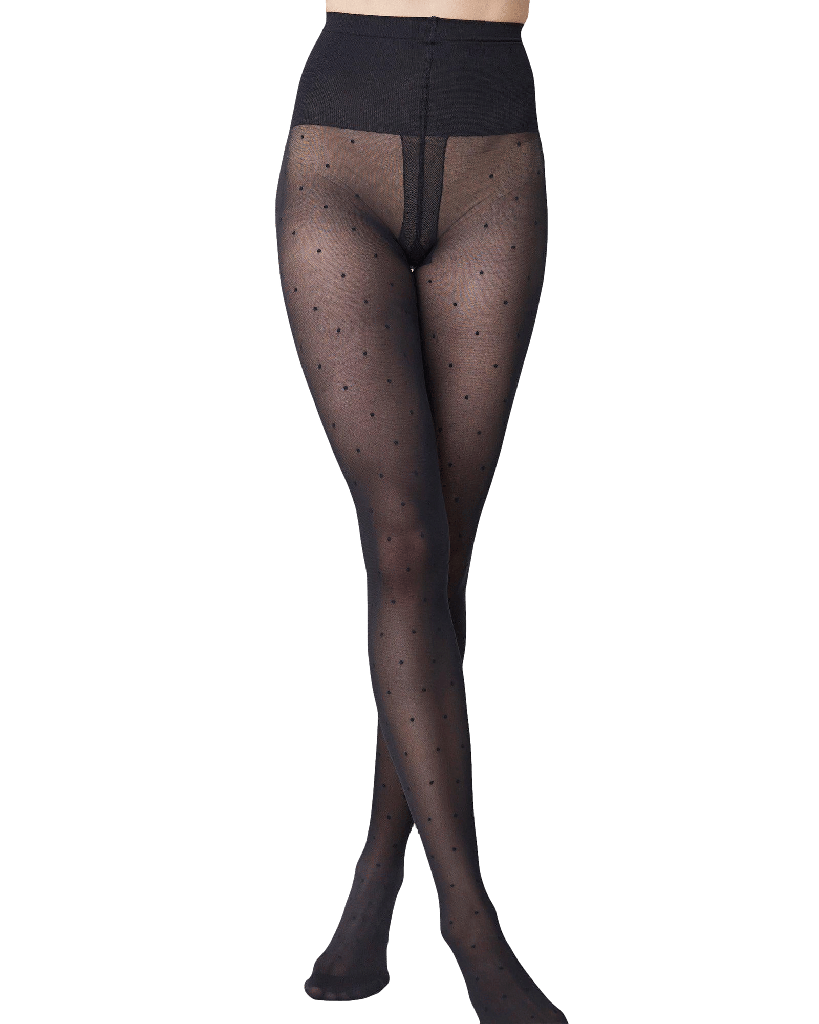 Doris Dots Tights in Black made by Swedish Stockings