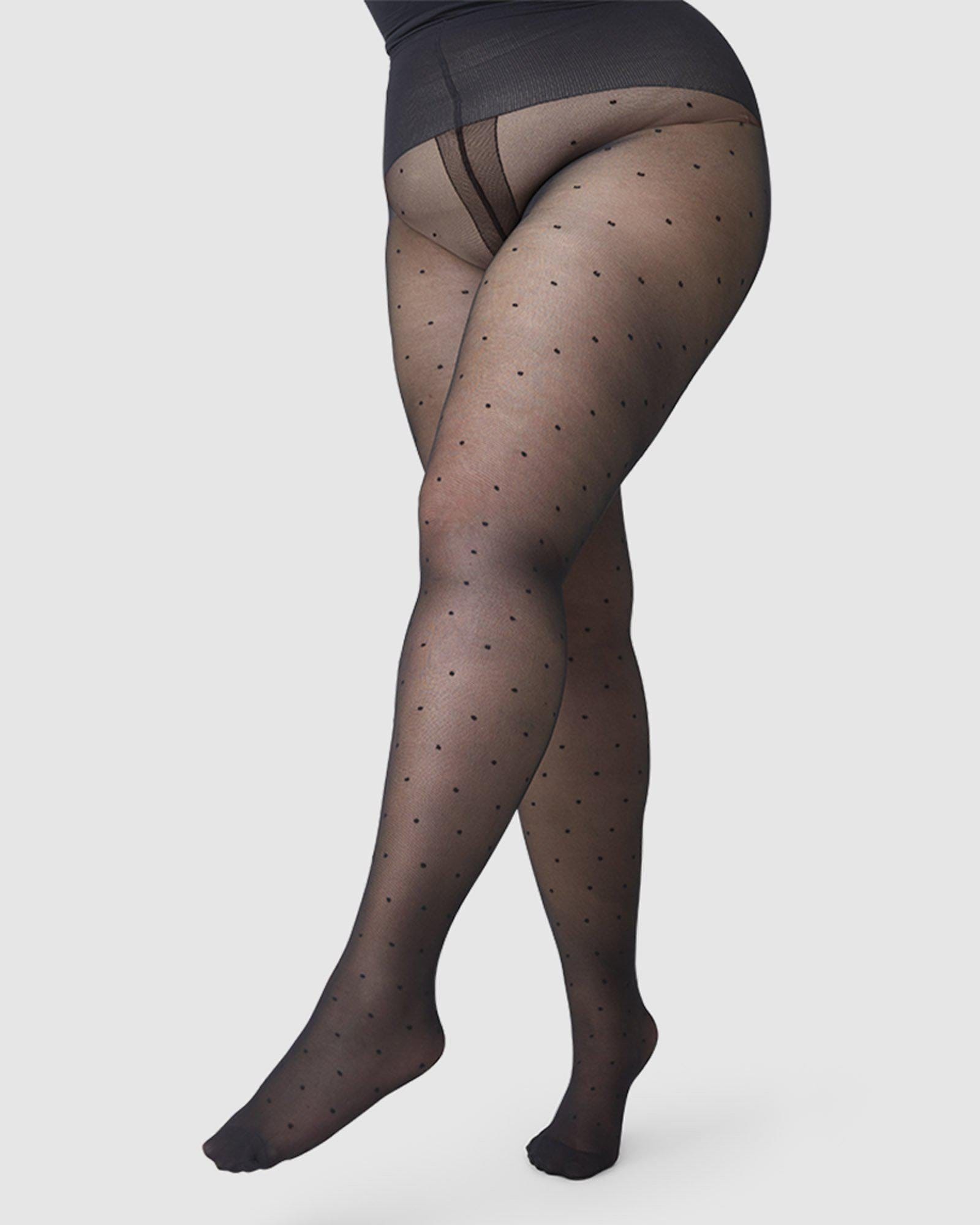 Doris Dots Tights in Black made by Swedish Stockings