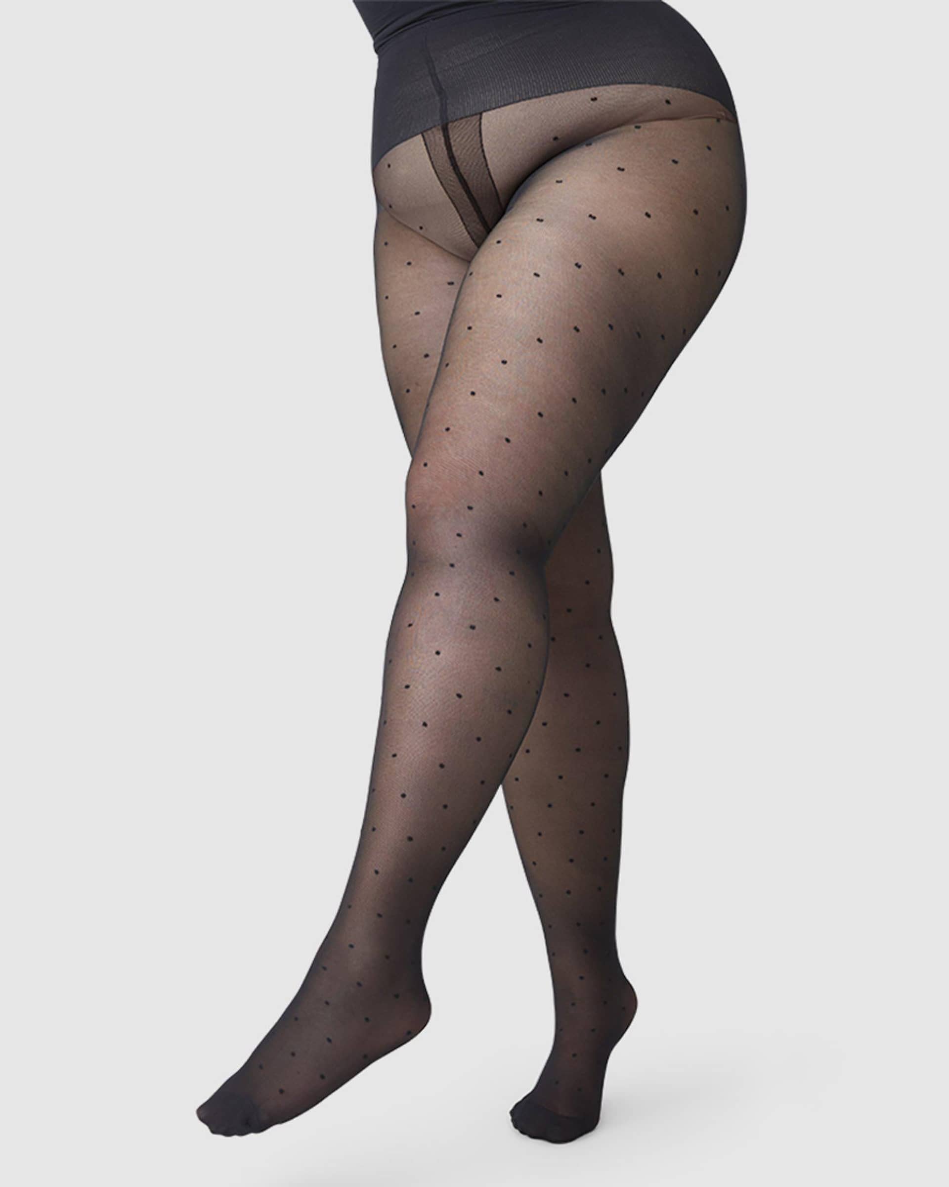 Doris Dots Tights in Black made by Swedish Stockings
