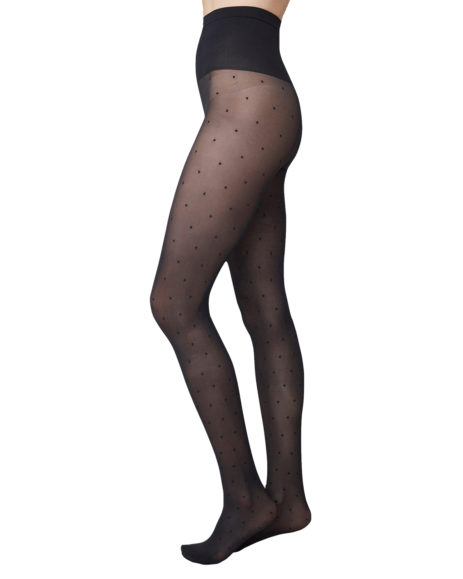 Doris Dots Tights in Black made by Swedish Stockings