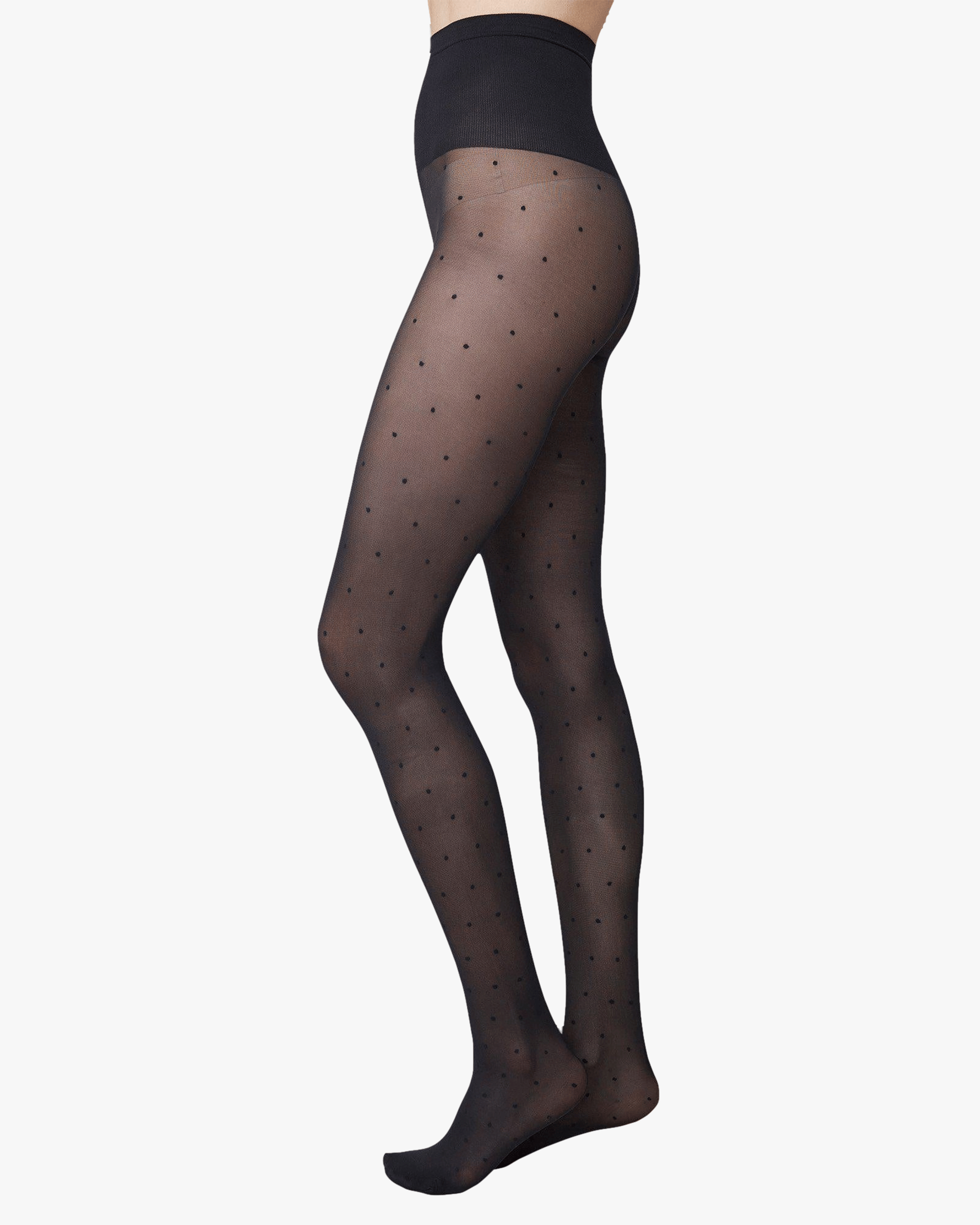 Doris Dots Tights in Black made by Swedish Stockings