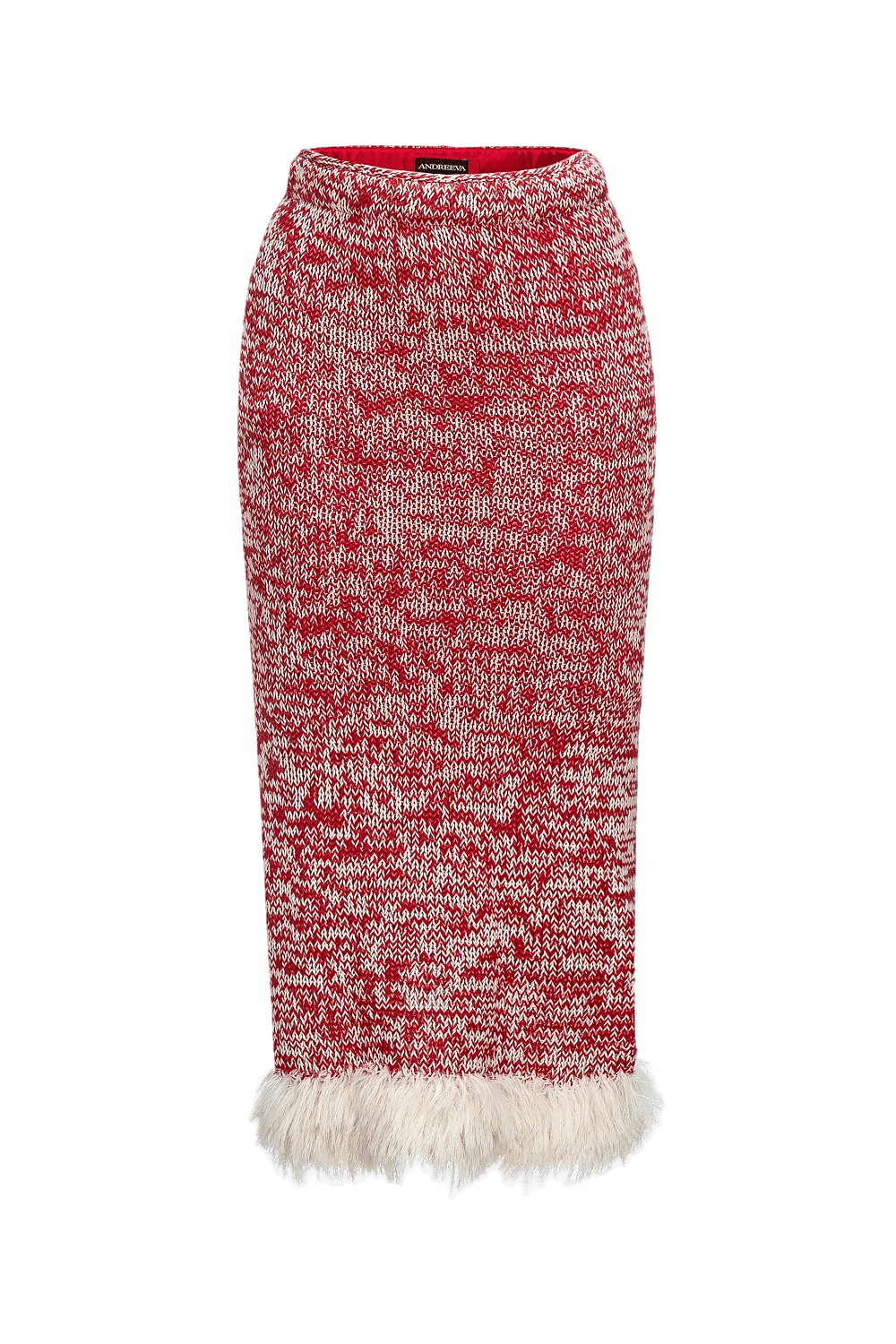 Red Handmade Knit Dress-Skirt No in Red made by ANDREEVA