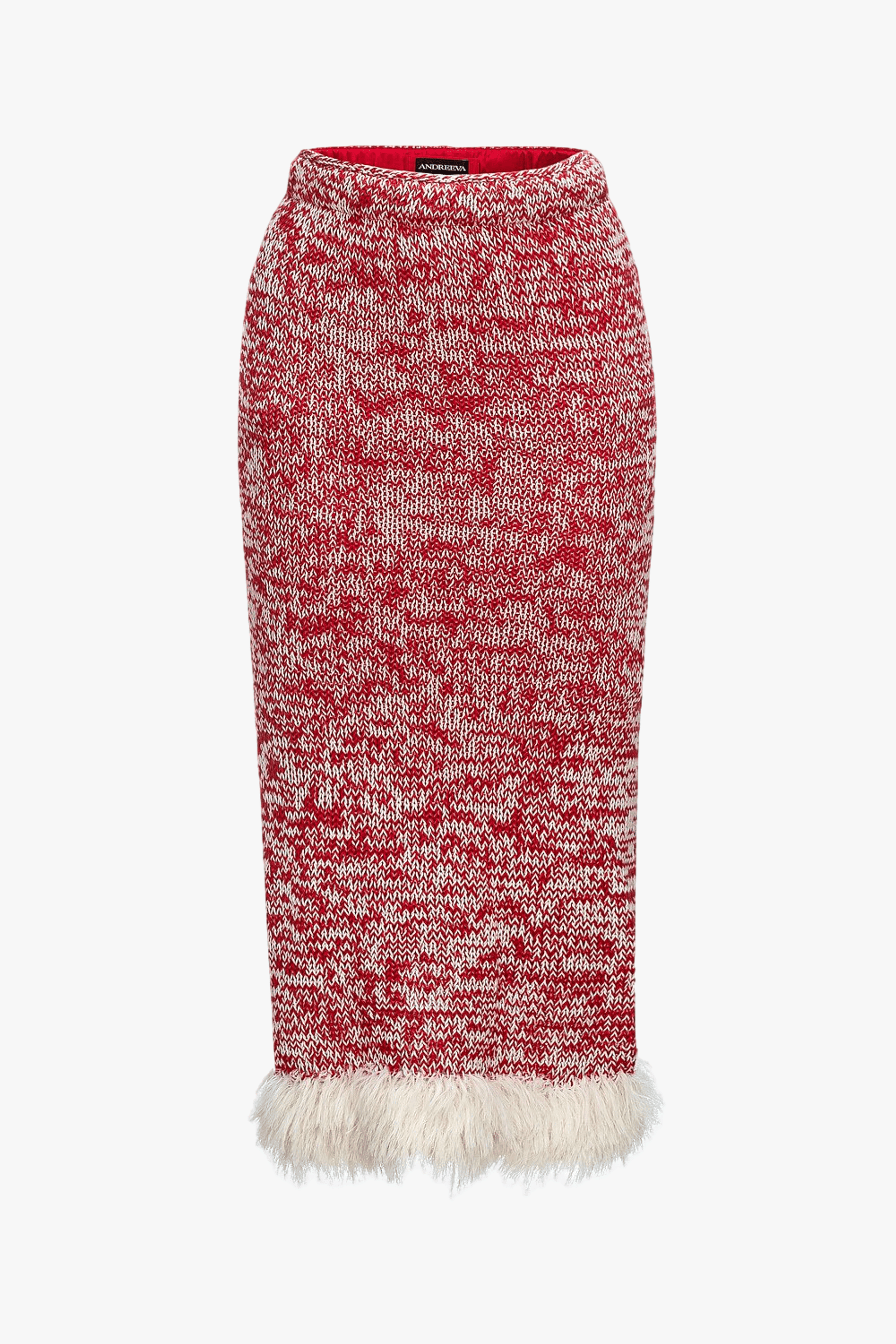 Red Handmade Knit Dress-Skirt No in Red made by ANDREEVA