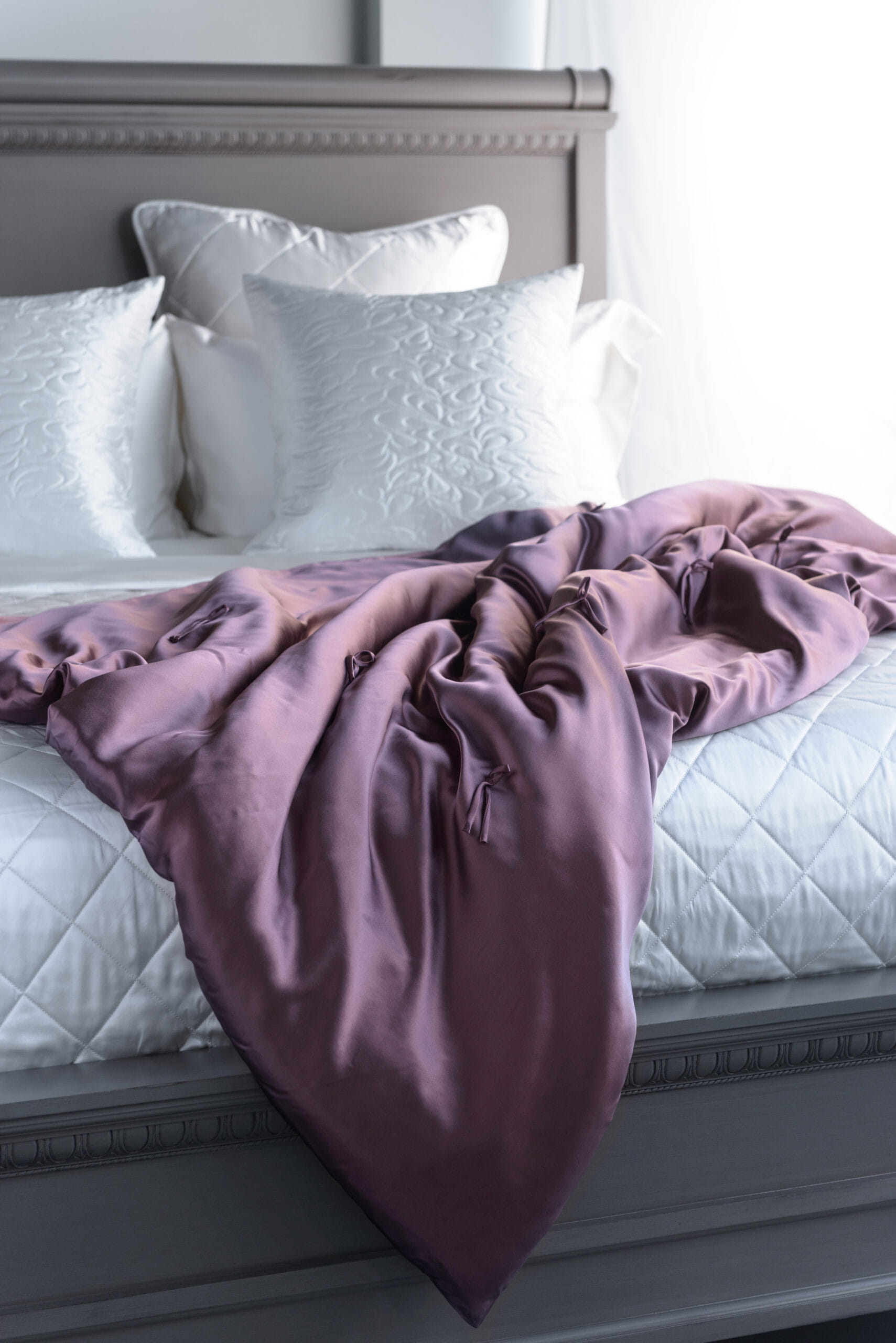 Silk Throw Blanket in Plum made by MANITO