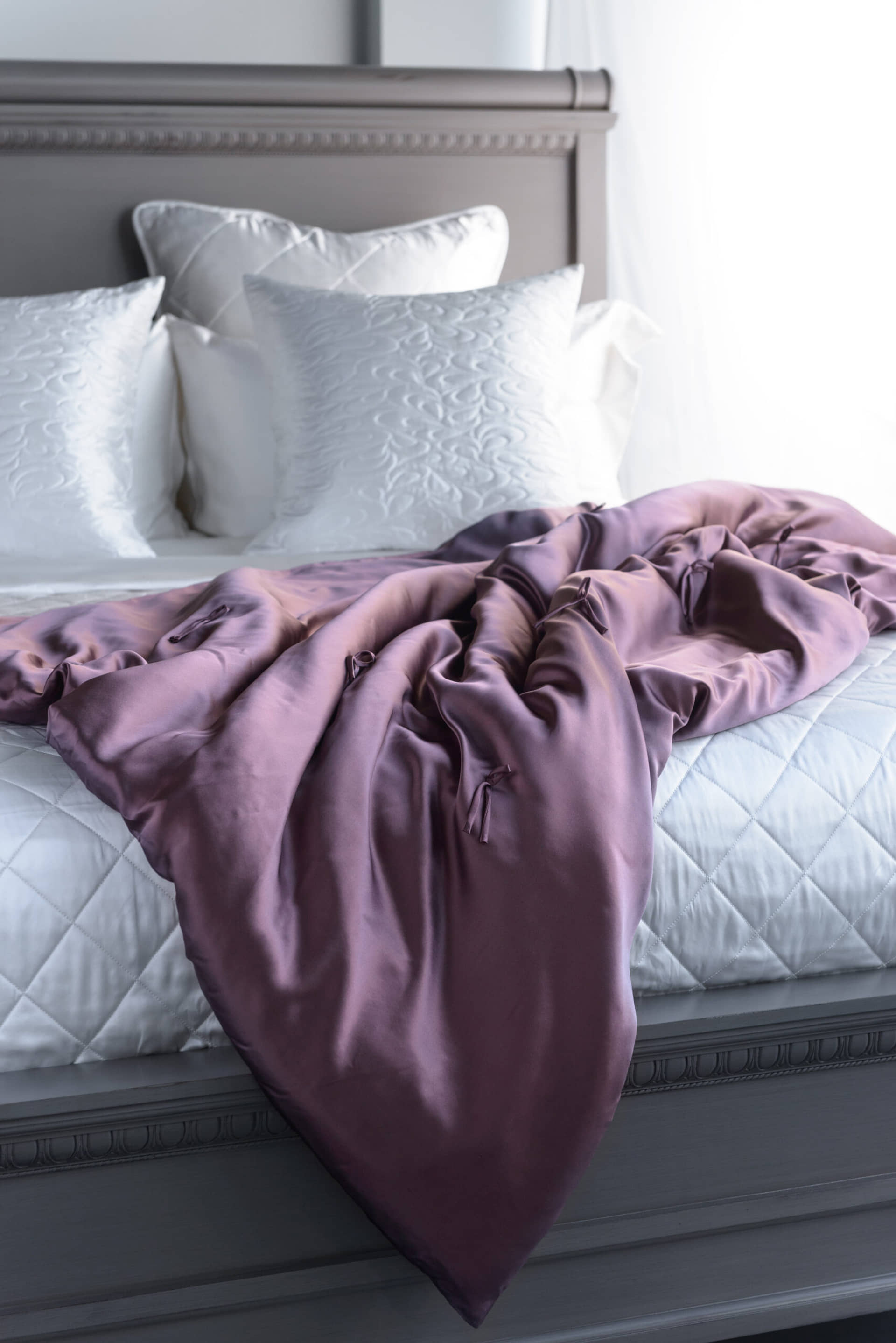 Silk Throw Blanket in Plum made by MANITO