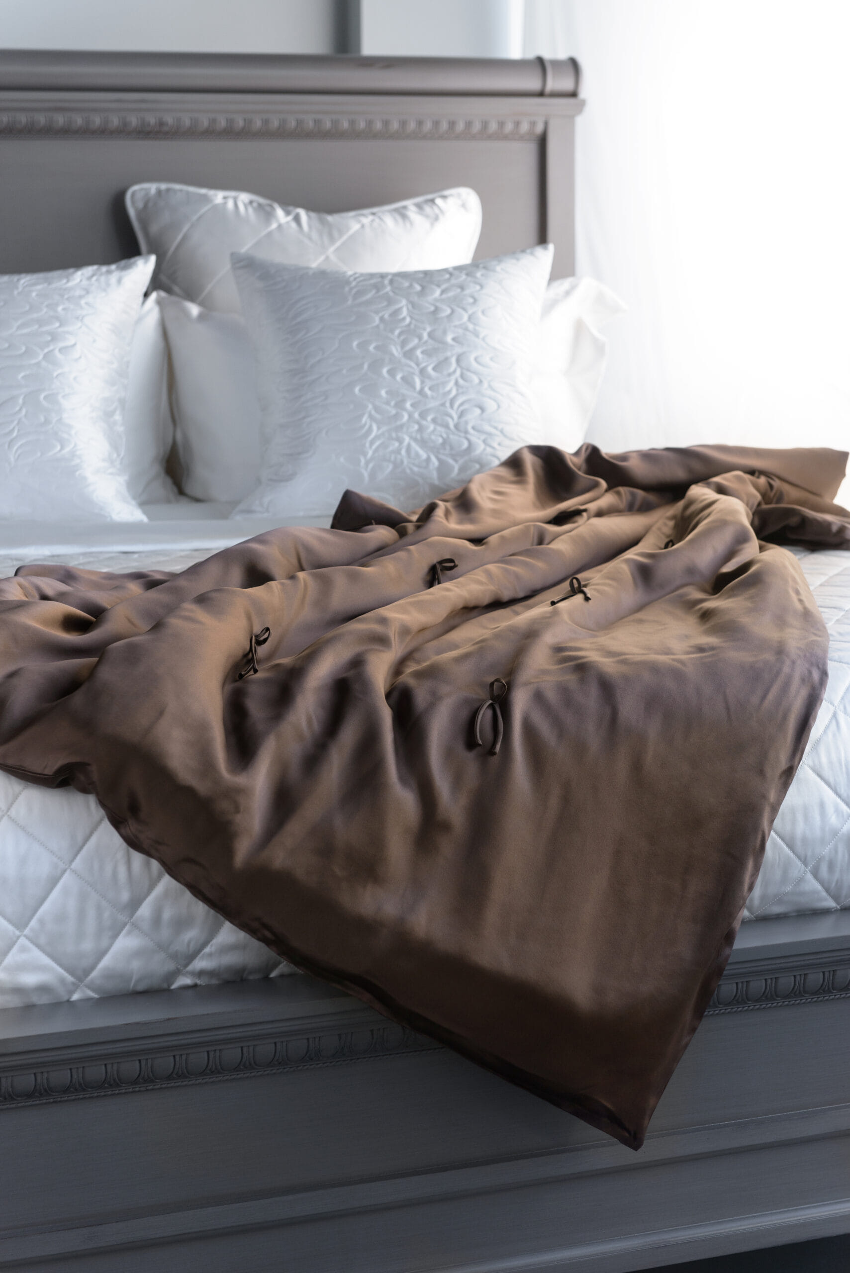 Silk Throw Blanket in Coffee made by MANITO