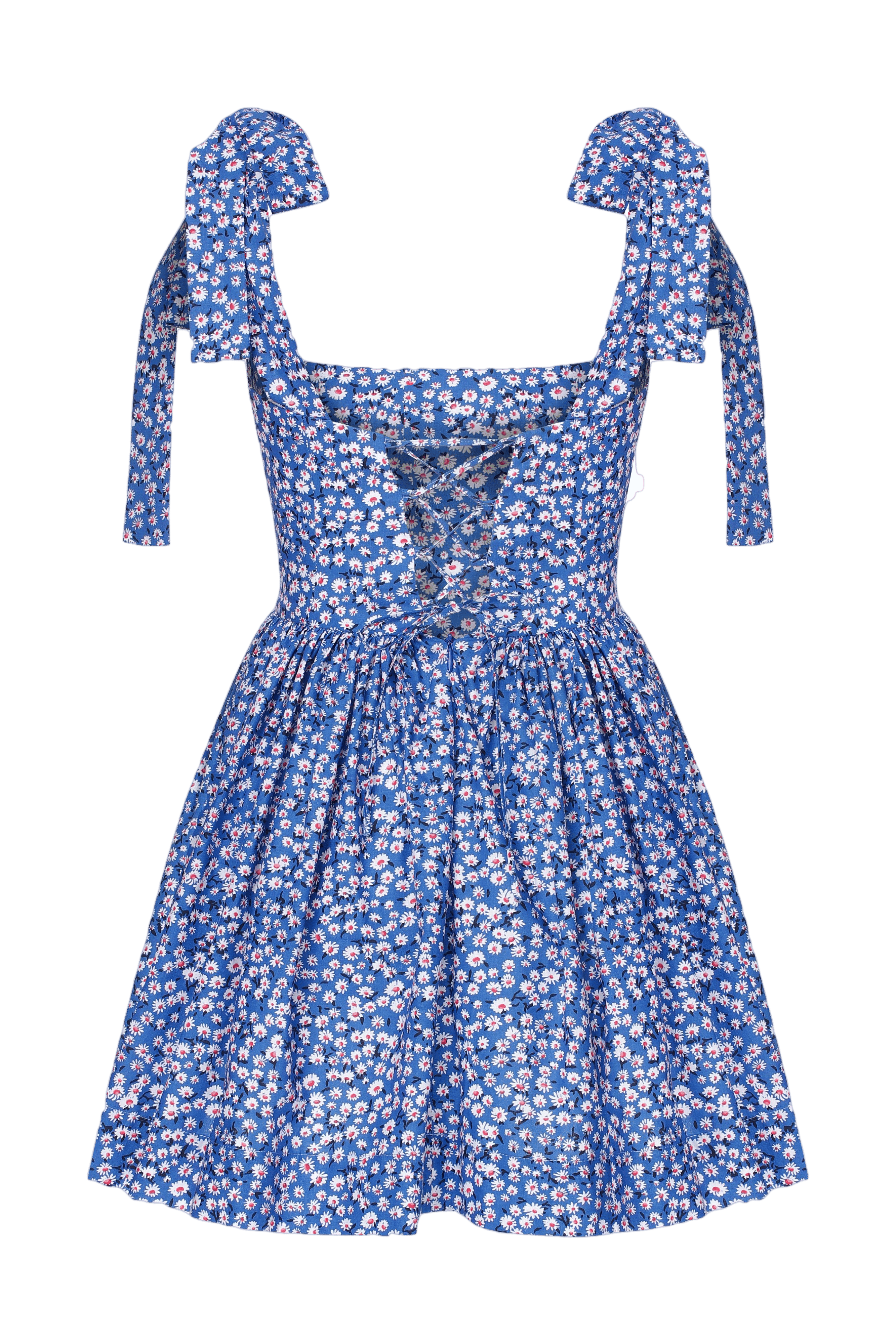Audree Floral Print Poplin Mini Dress in Azure Blue made by Nazli Ceren