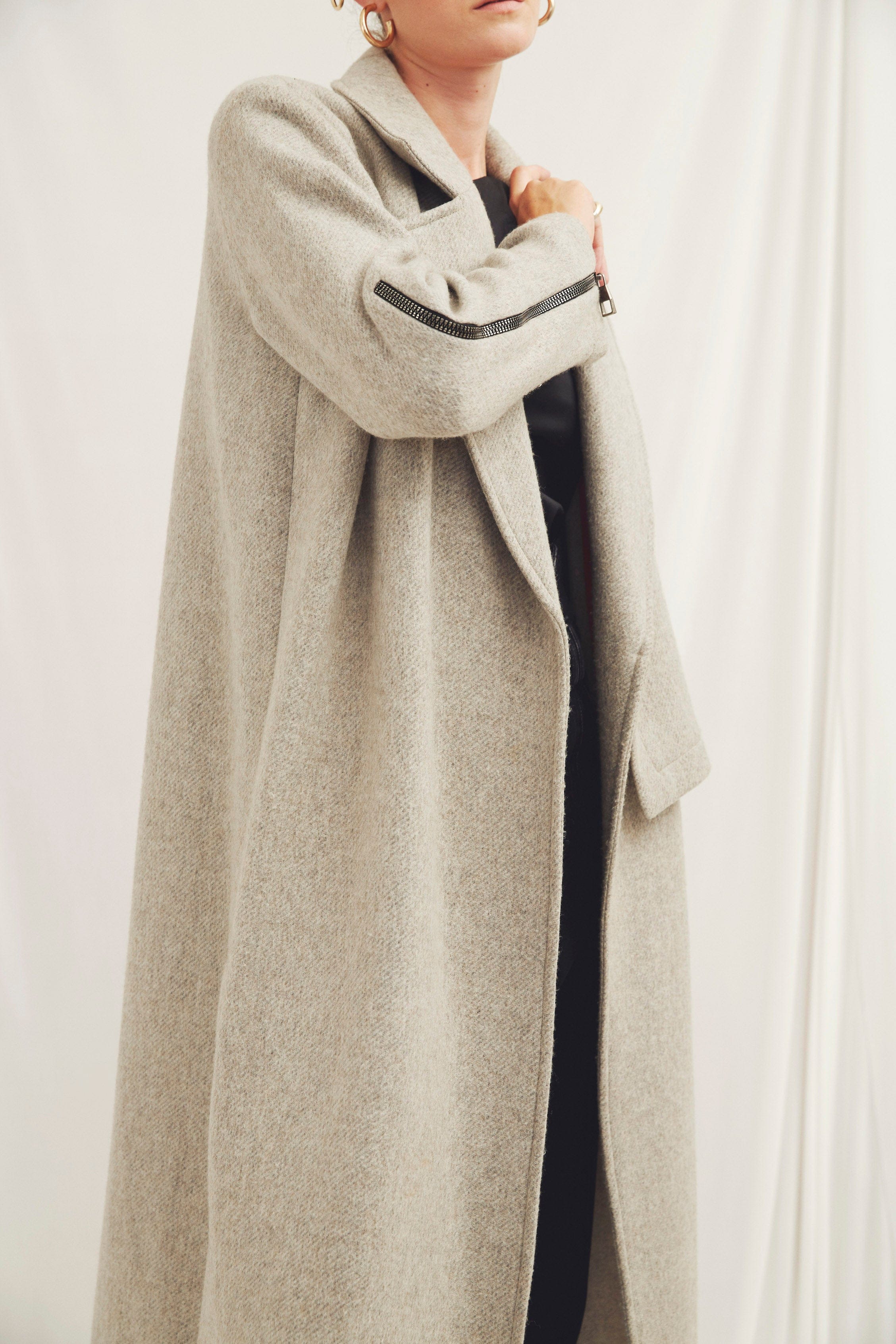 Isha Wool Blend Long Coat made by Nazli Ceren