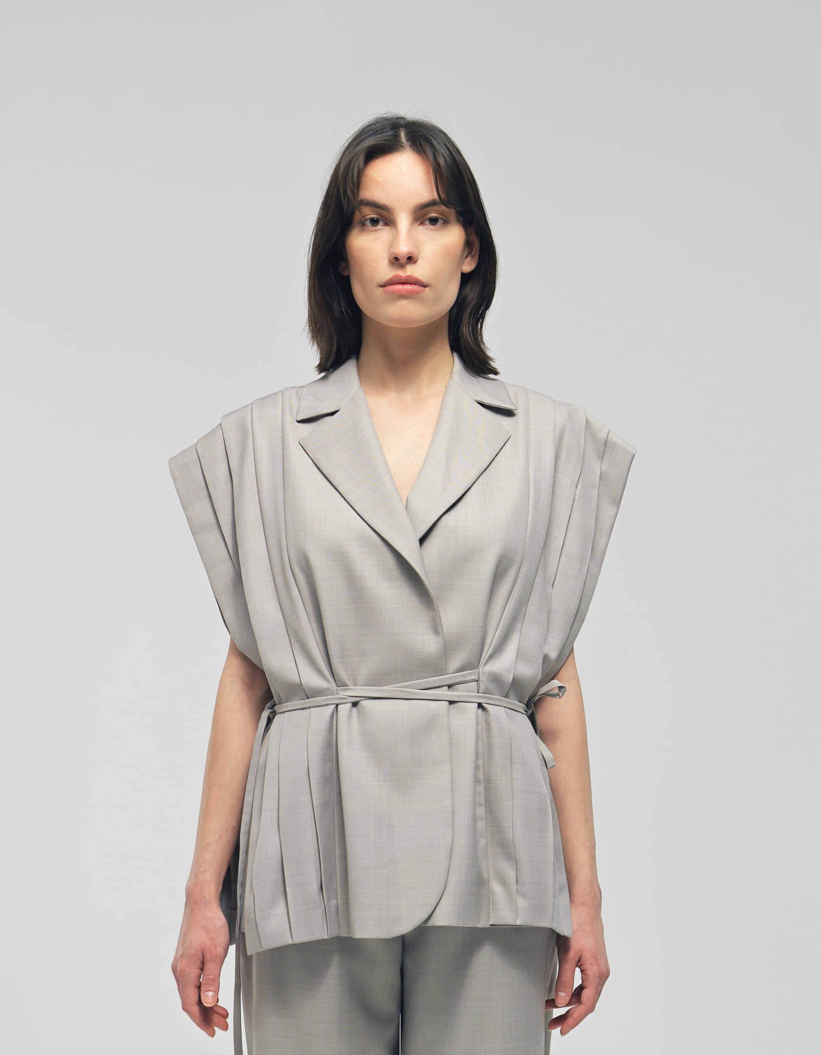 ARRIETY Grey Single Breasted Jacket made by MAET