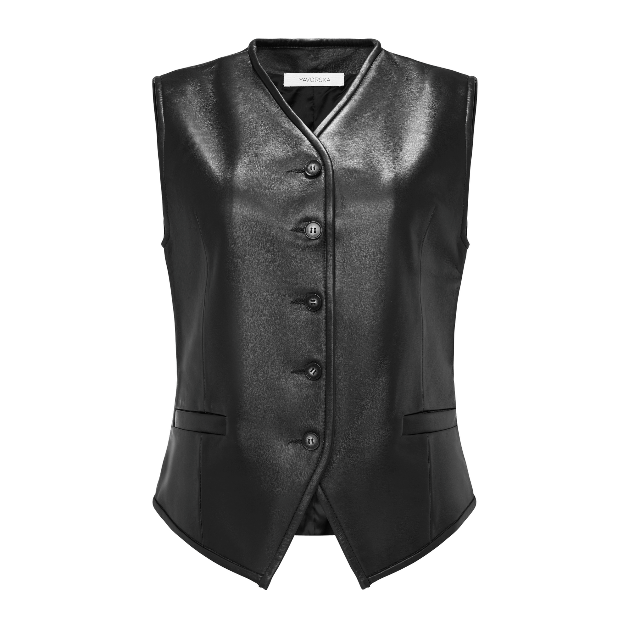 Leather Waistcoat In Black made by YAVORSKA