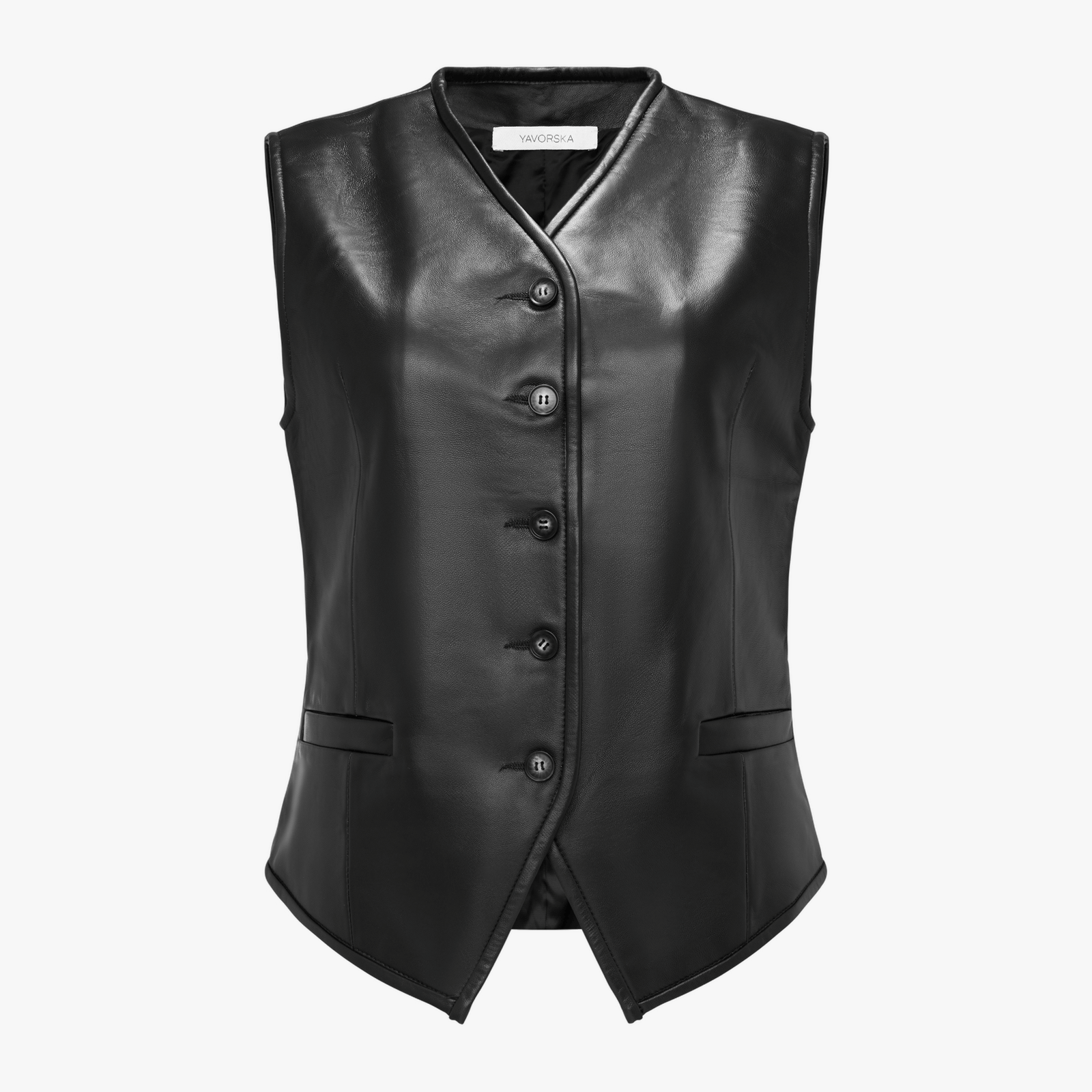 Leather Waistcoat In Black made by YAVORSKA